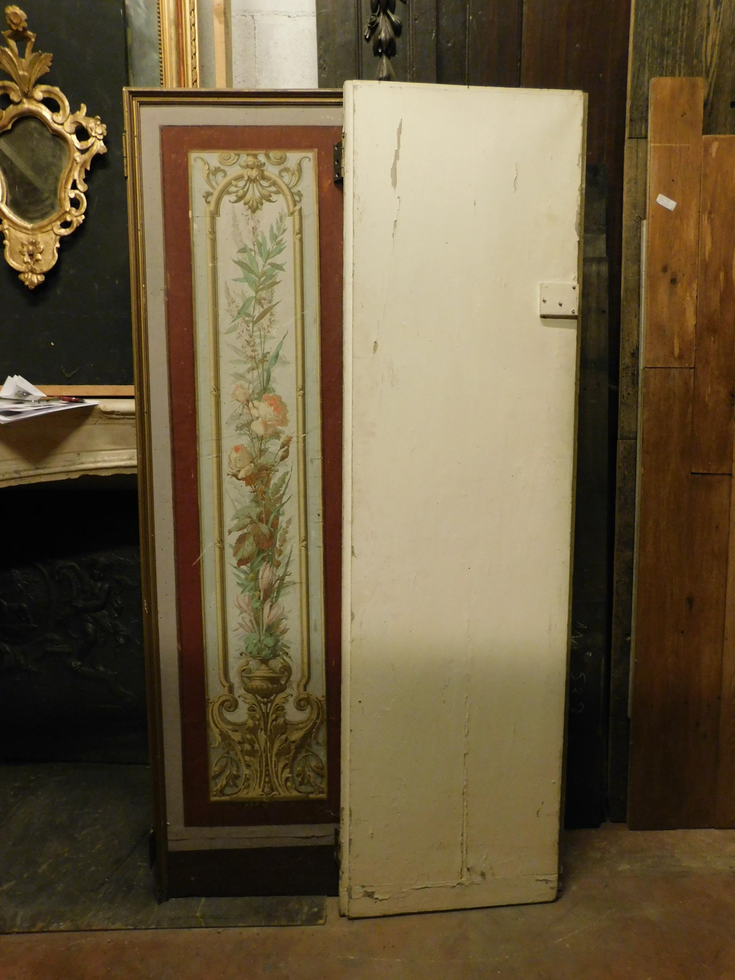 Vintage Pair of Lacquered and Painted Doors, Art Nouveau, Liberty, Early 1900s For Sale 1