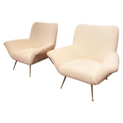 Vintage Pair of Lambswool Boucle Lounge Chairs