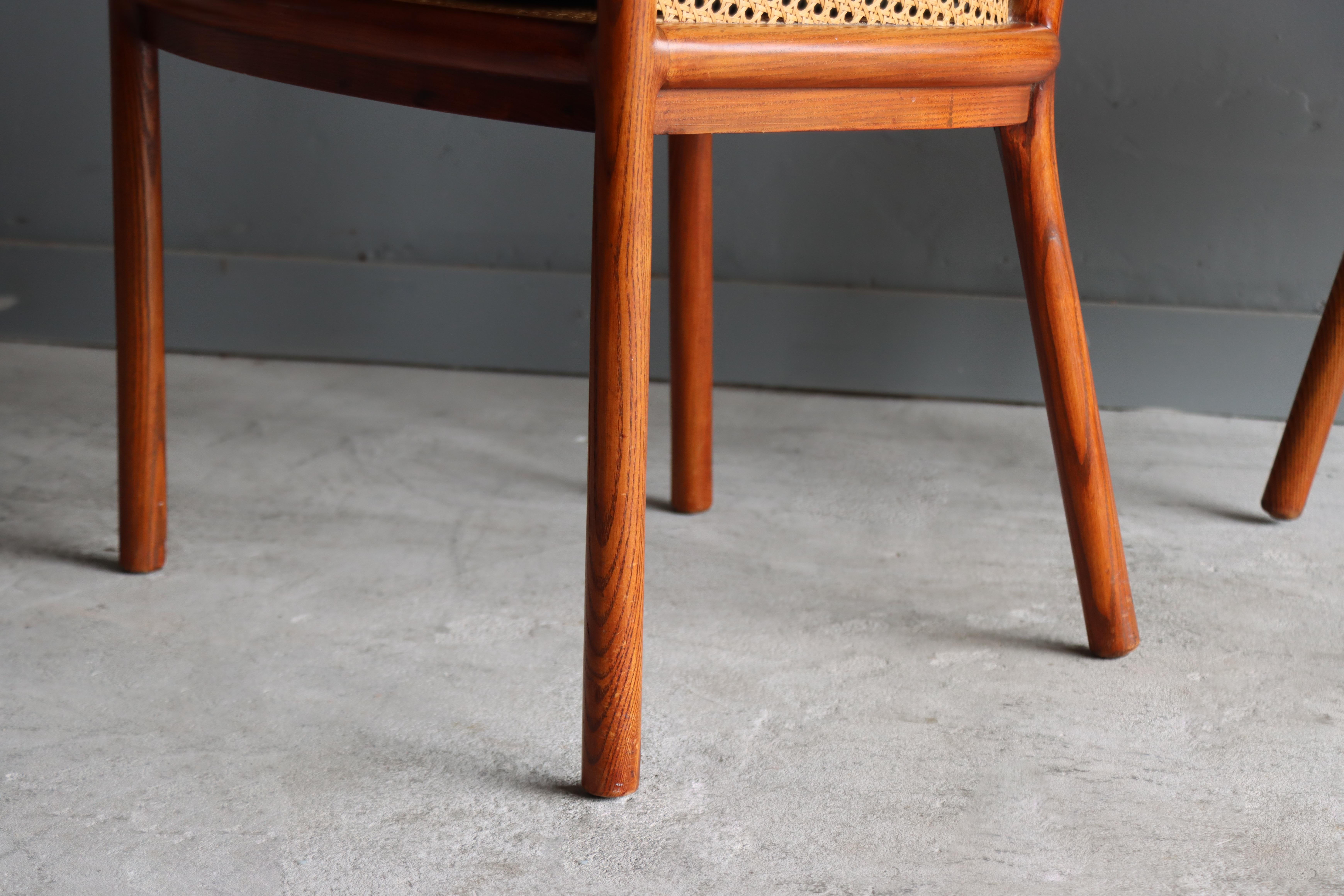 Vintage Pair of ‘Landmark’ Cane Chairs by Ward Bennett for Brickel, 1970, Mohair 7
