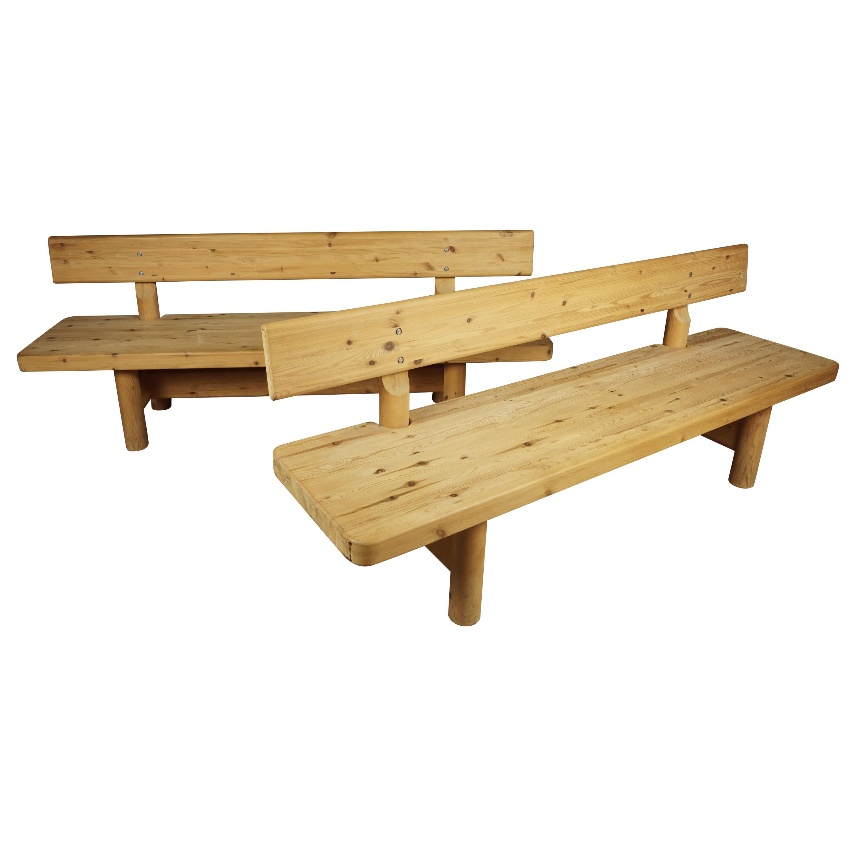 Vintage Pair of Large Benches Designed by Rainer Daumiller, Denmark, 1970s