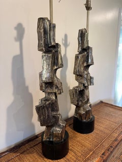 Vintage Pair of Large Brutalist Richard Barr for Laurel Lamps