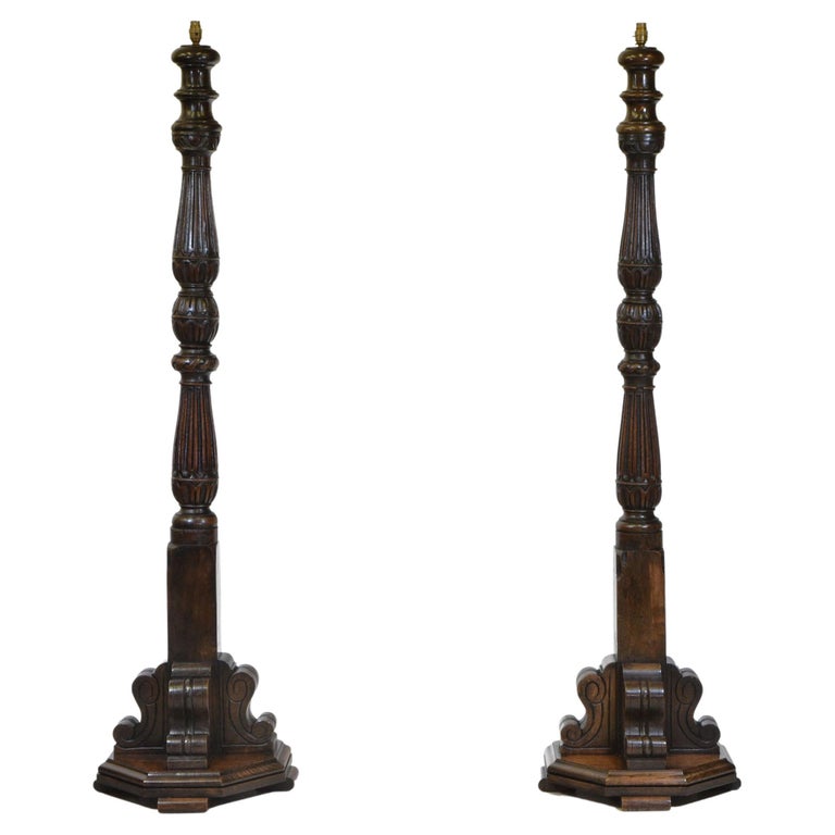 Lampadaire Vintage Pied Chêne – Style Ancien – Ampoule E27 – Hauteur 120 Cm – France
