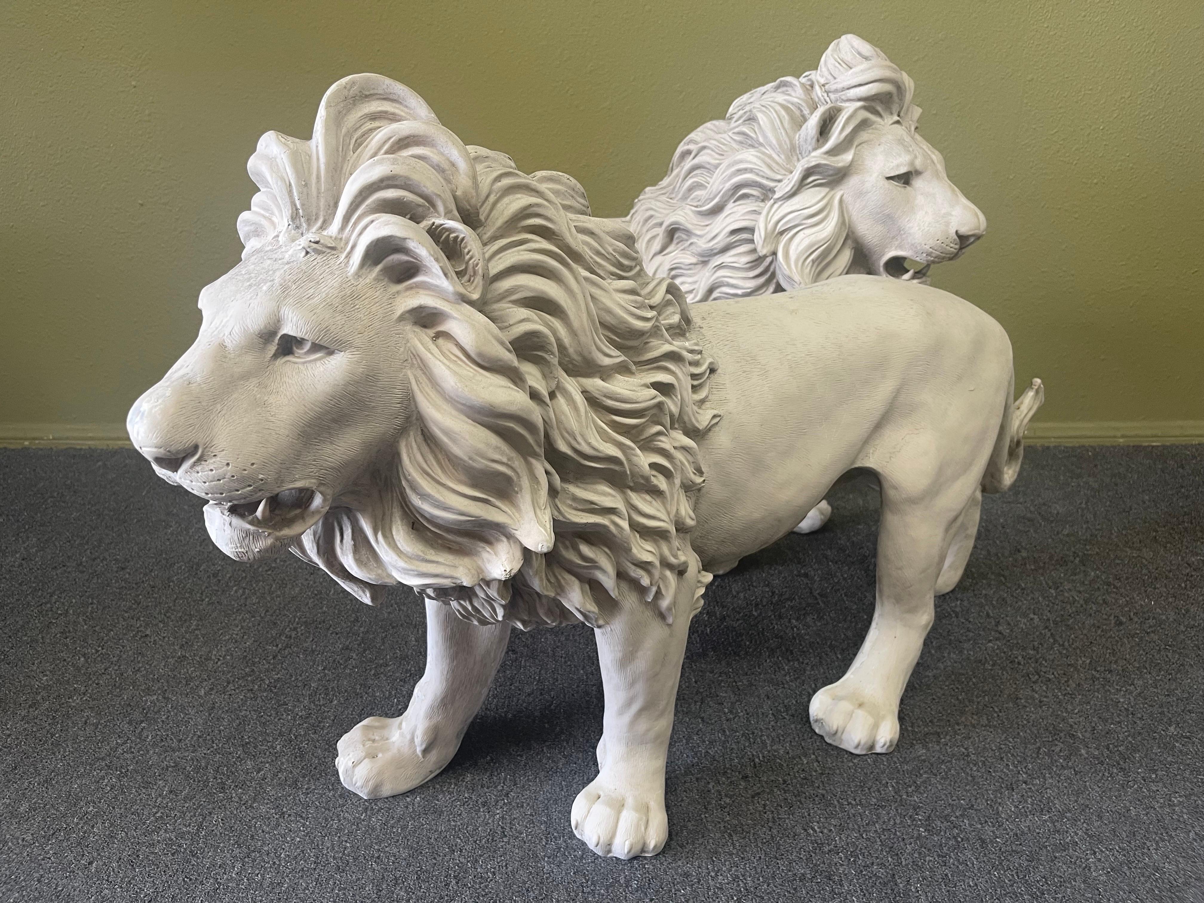 Vintage Pair of Large Fiberglass Lions For Sale 7