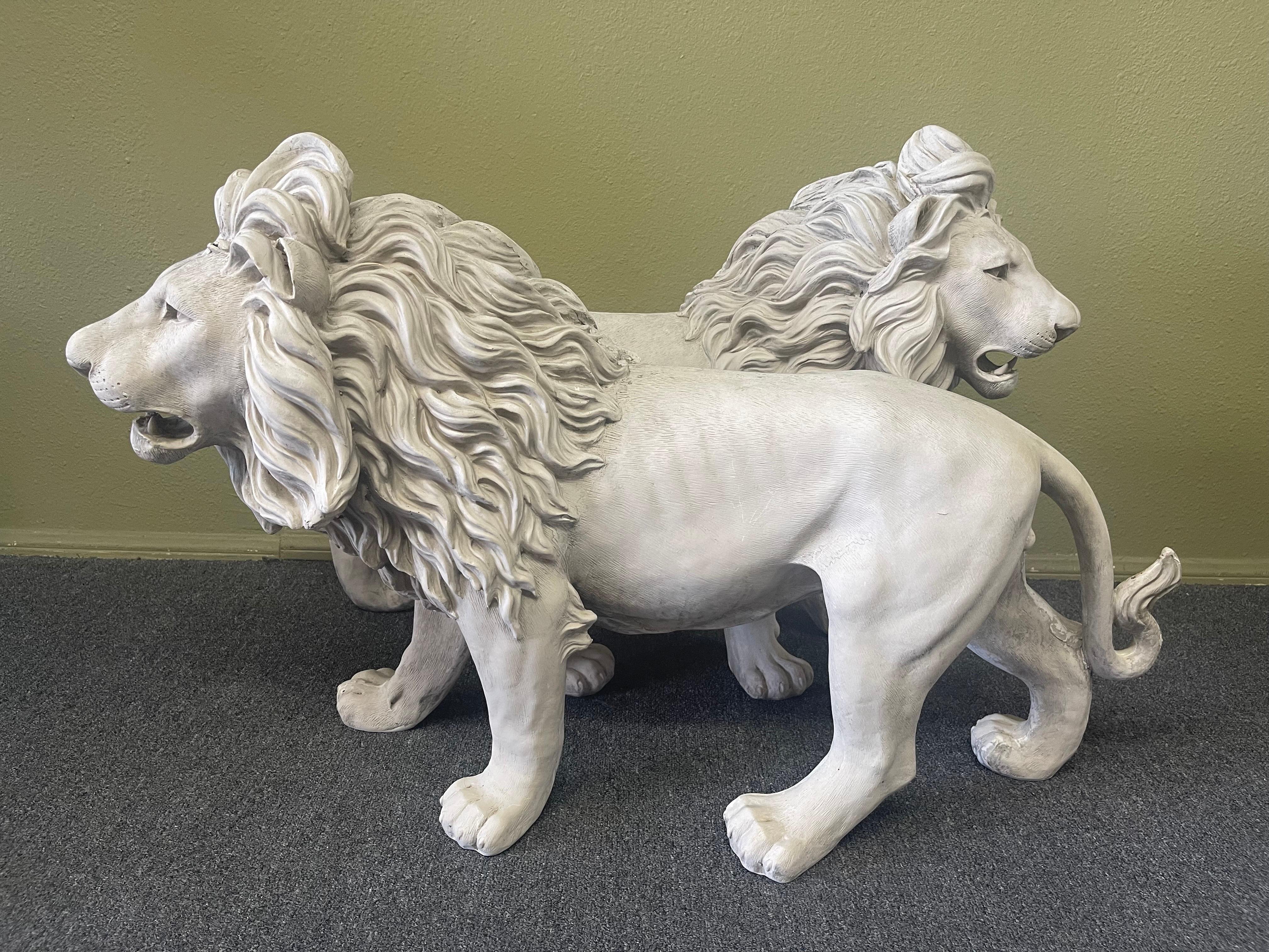 Vintage Pair of Large Fiberglass Lions For Sale 8