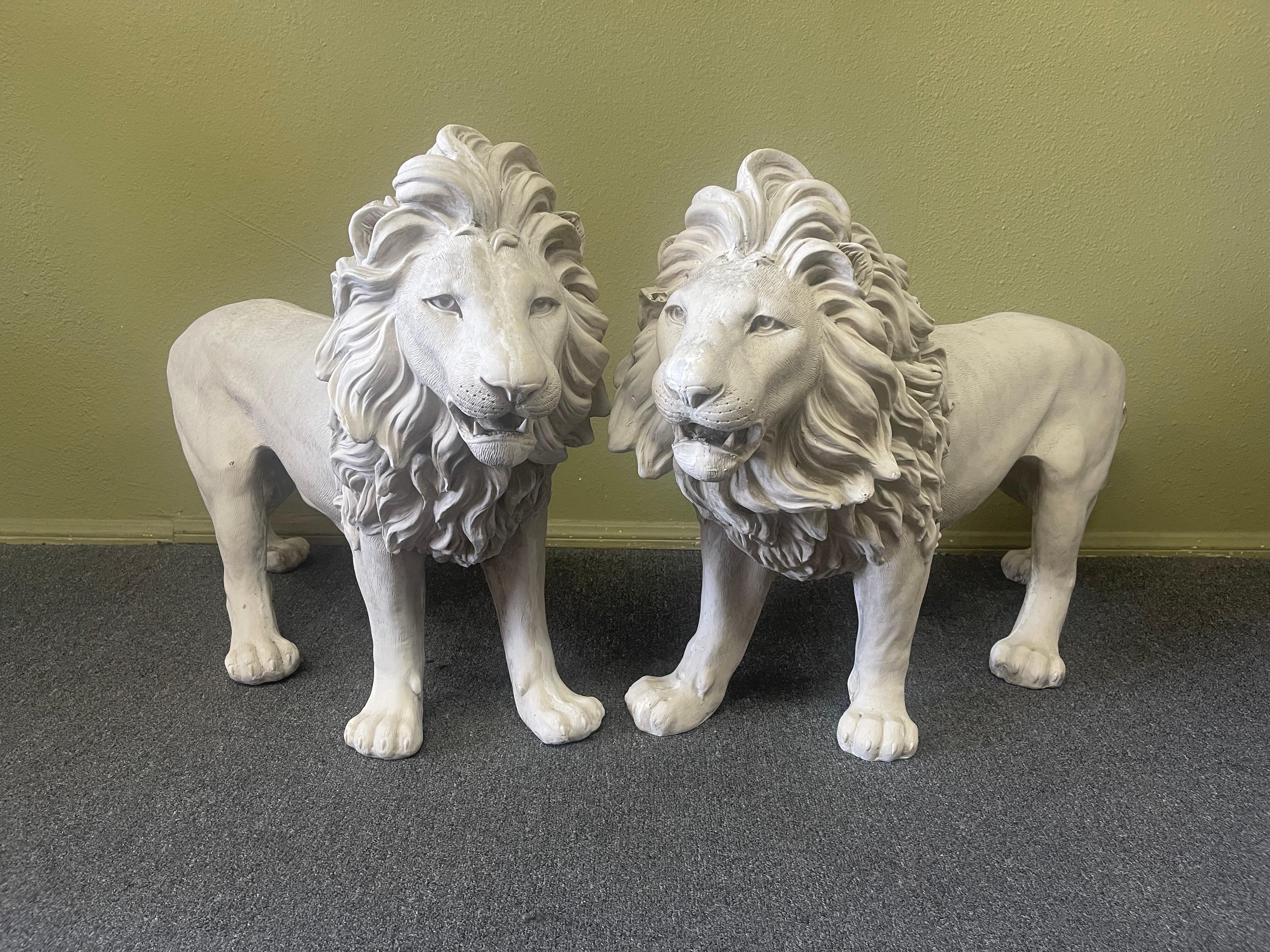 Vintage Pair of Large Fiberglass Lions For Sale 9