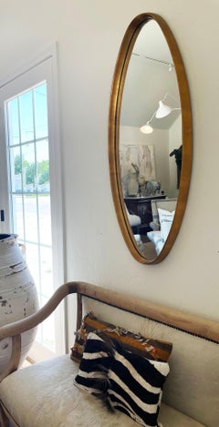 Vintage Pair of Large Mid-Century Modern Oval Mirrors