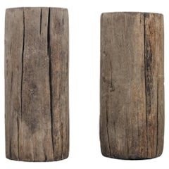 Vintage Pair Of Large Primitive Rollers From France, Circa 1900