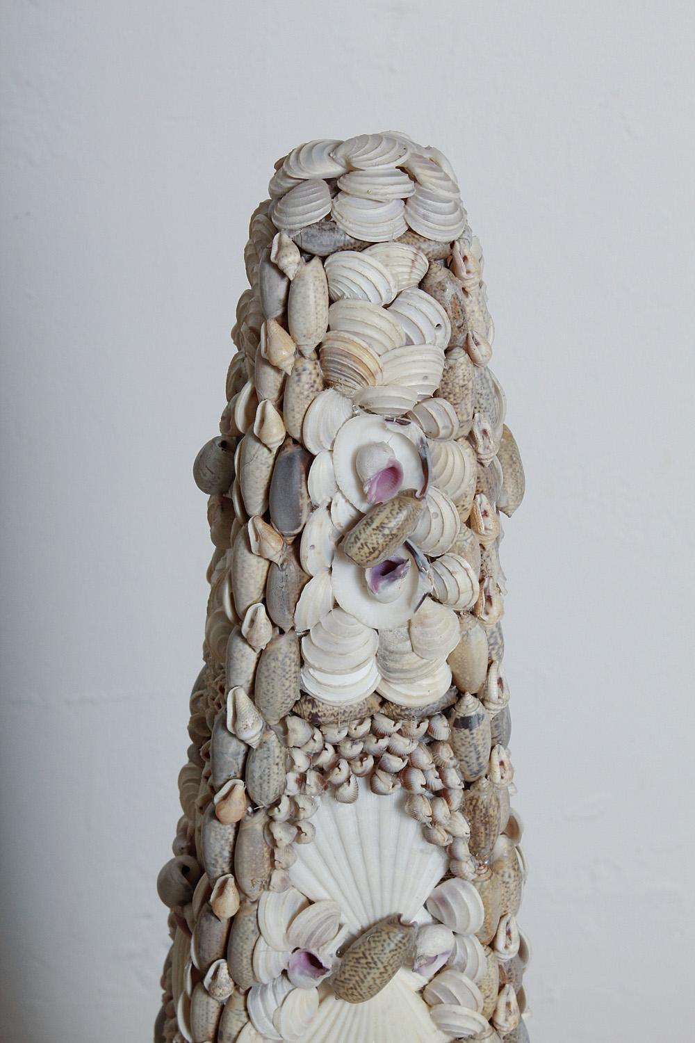Hand-Crafted Vintage Pair of Large Shell Encrusted Obelisks