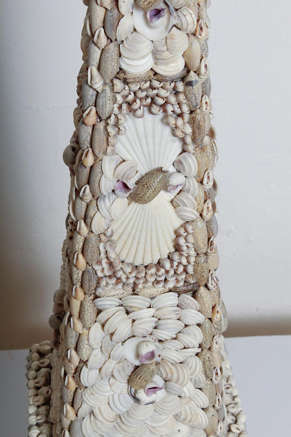 Vintage Pair of Large Shell Encrusted Obelisks In Excellent Condition In North Miami, FL