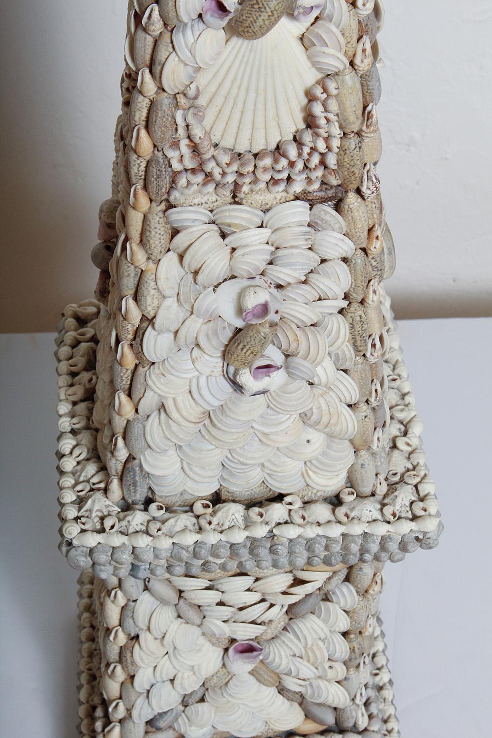 20th Century Vintage Pair of Large Shell Encrusted Obelisks