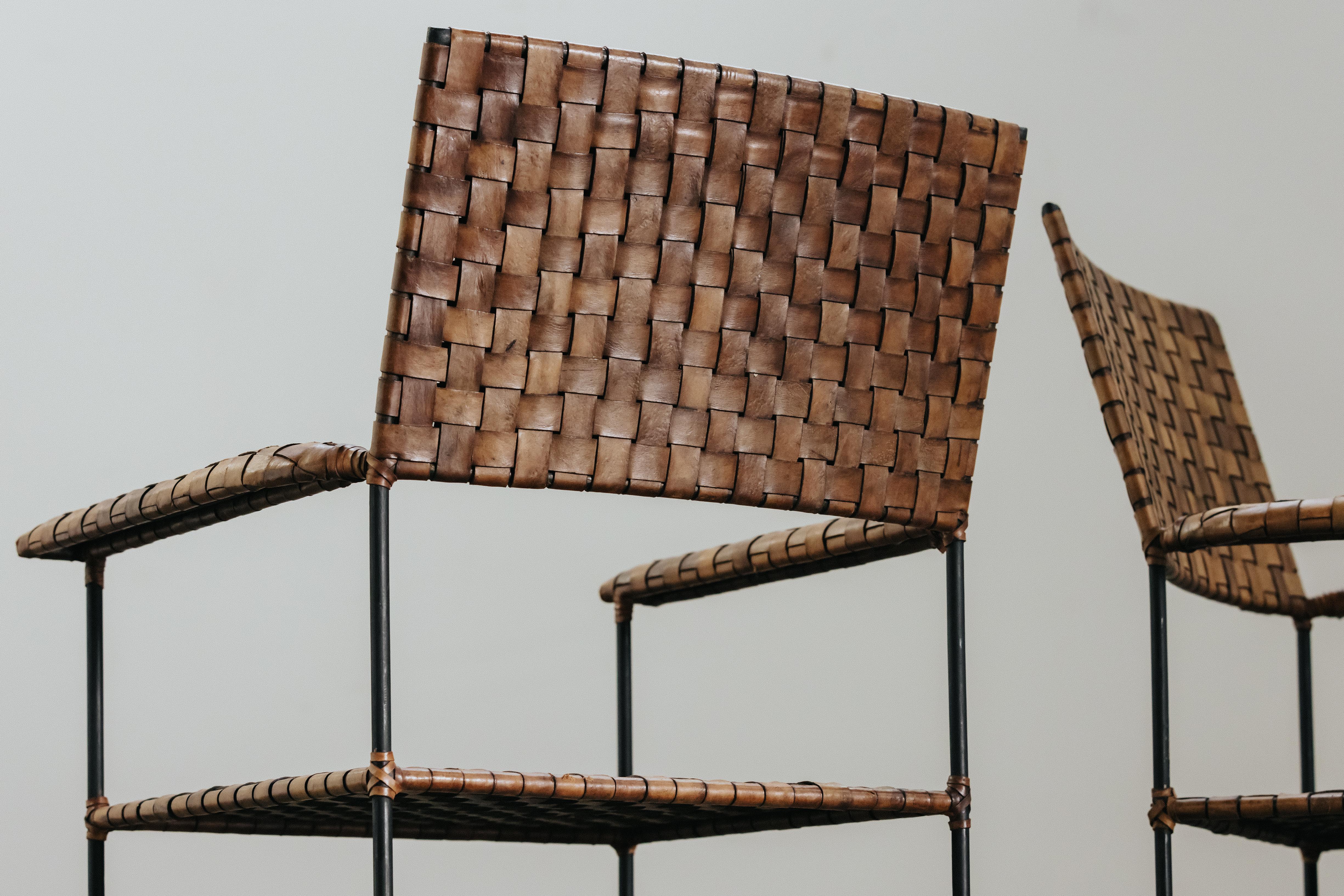 Vintage Pair Of Leather And Steel Chairs From France, Circa 1960 For Sale 1