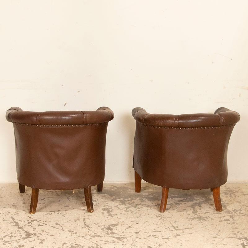 vintage leather barrel chair