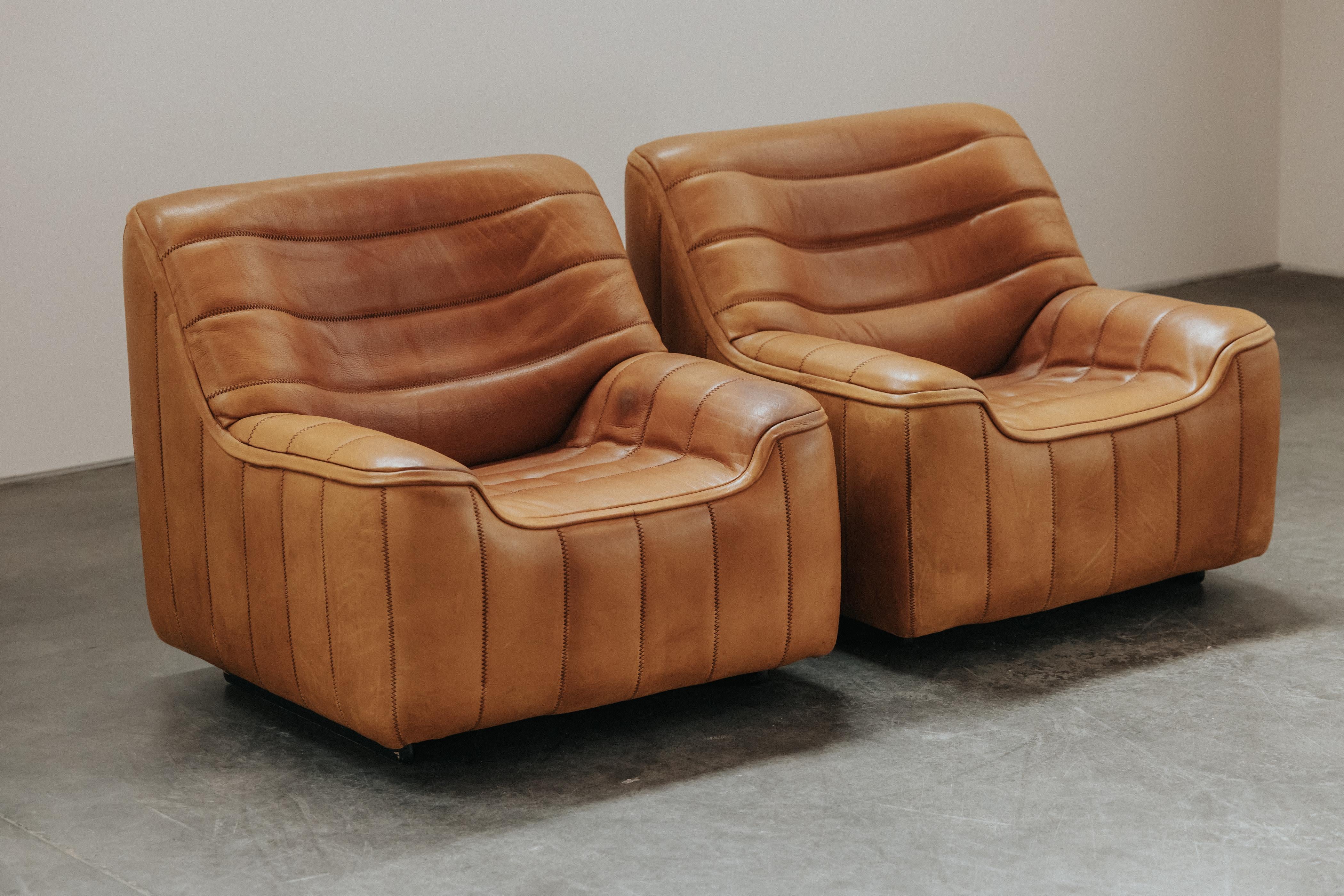 Vintage Pair of Leather DS-84 Lounge Chairs von De Sede, Schweiz, 1970er Jahre (Europäisch) im Angebot