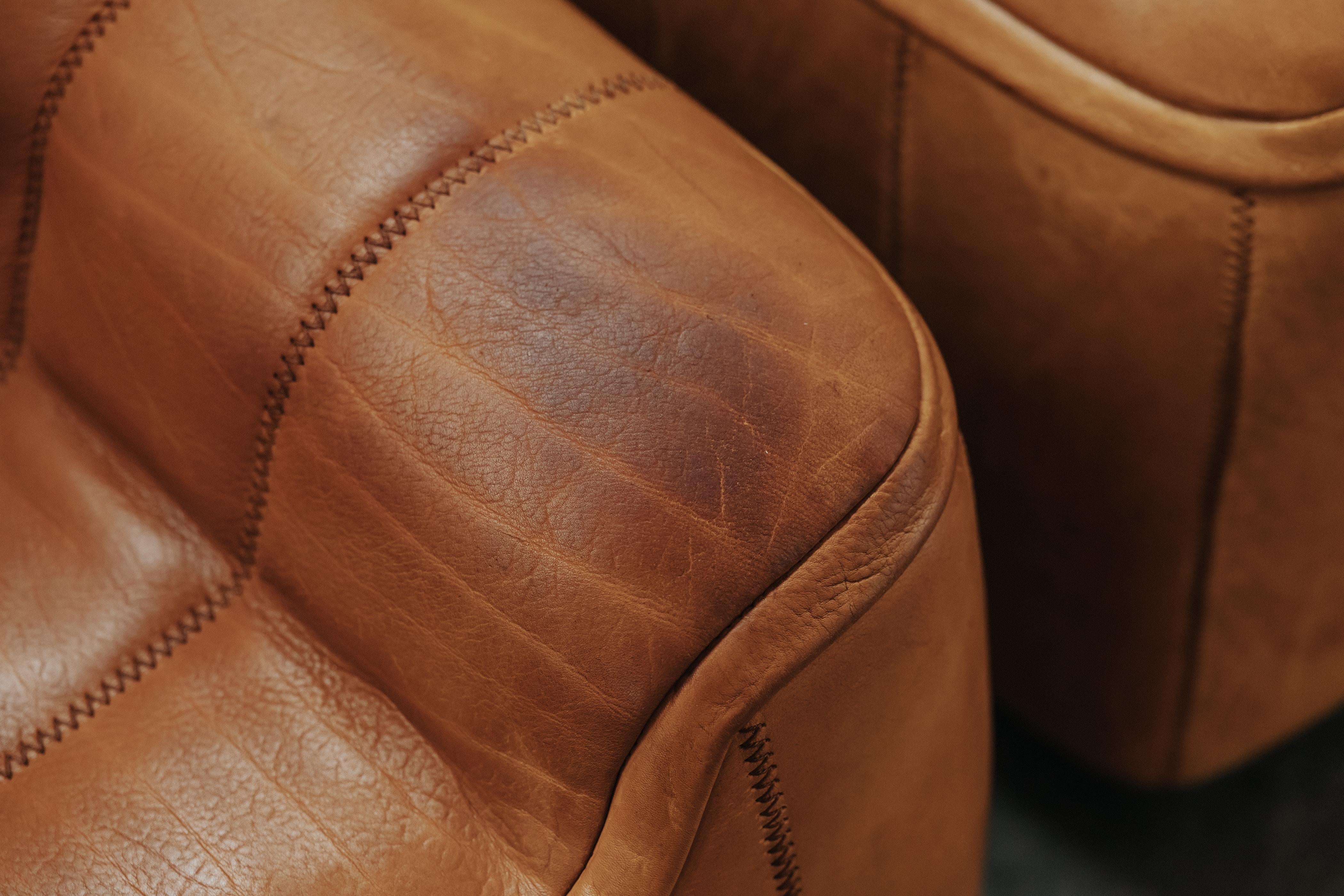 Vintage Pair of Leather DS-84 Lounge Chairs von De Sede, Schweiz, 1970er Jahre im Zustand „Gut“ im Angebot in Nashville, TN
