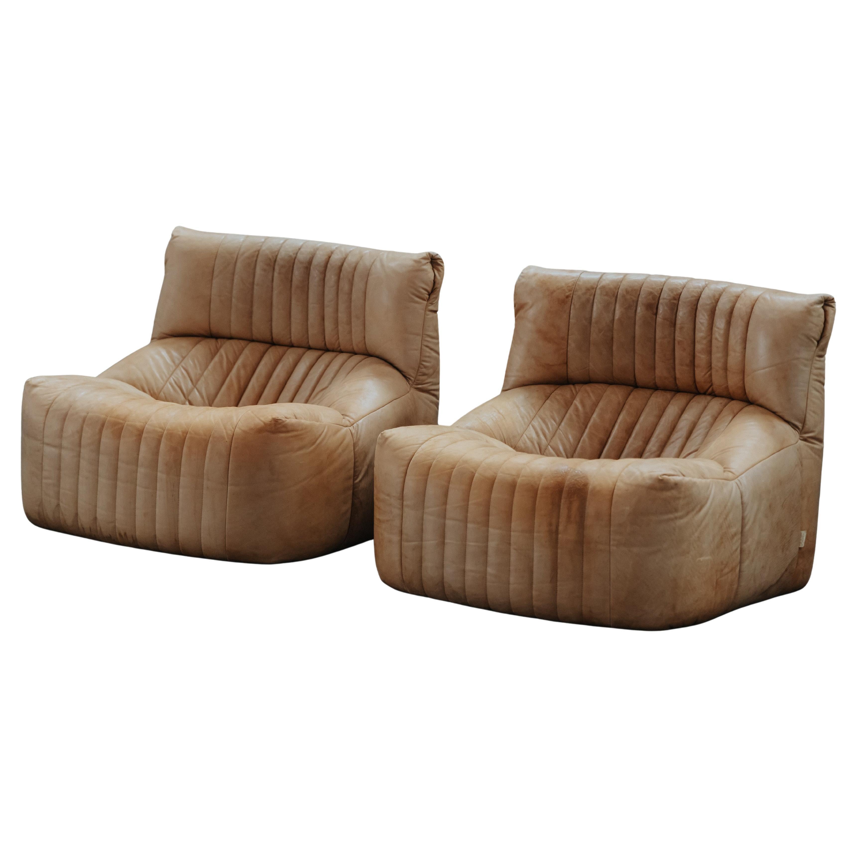 Vintage Paire de chaises Ligne Roset Aralia en cuir, Circa, 1970