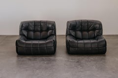 Vintage Pair Of Leather Ligne Roset Kashima Lounge Chairs From France 1970s