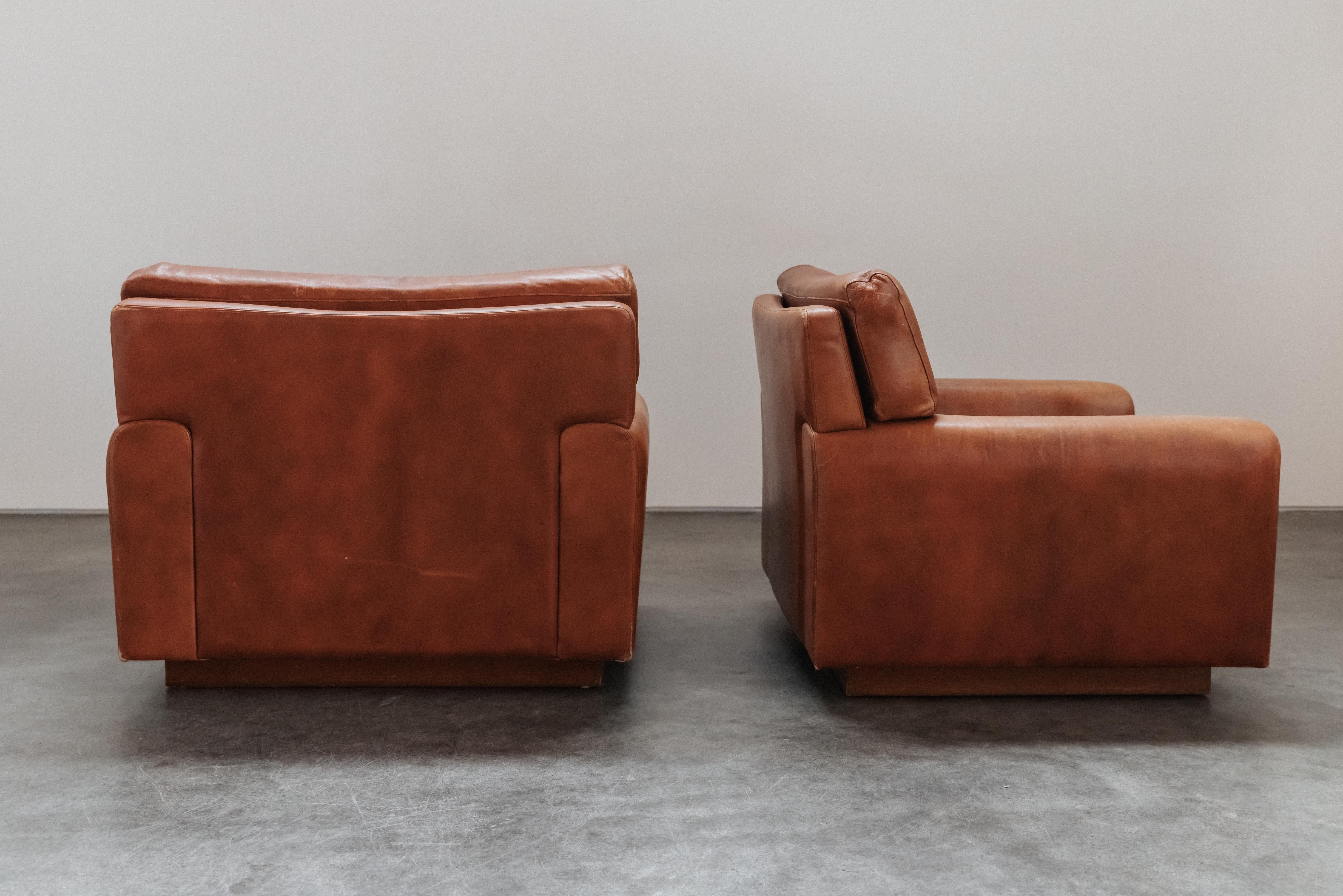Vintage Pair Of Leather Lounge Chairs By OPE, From Sweden, Circa 1970 For Sale 3