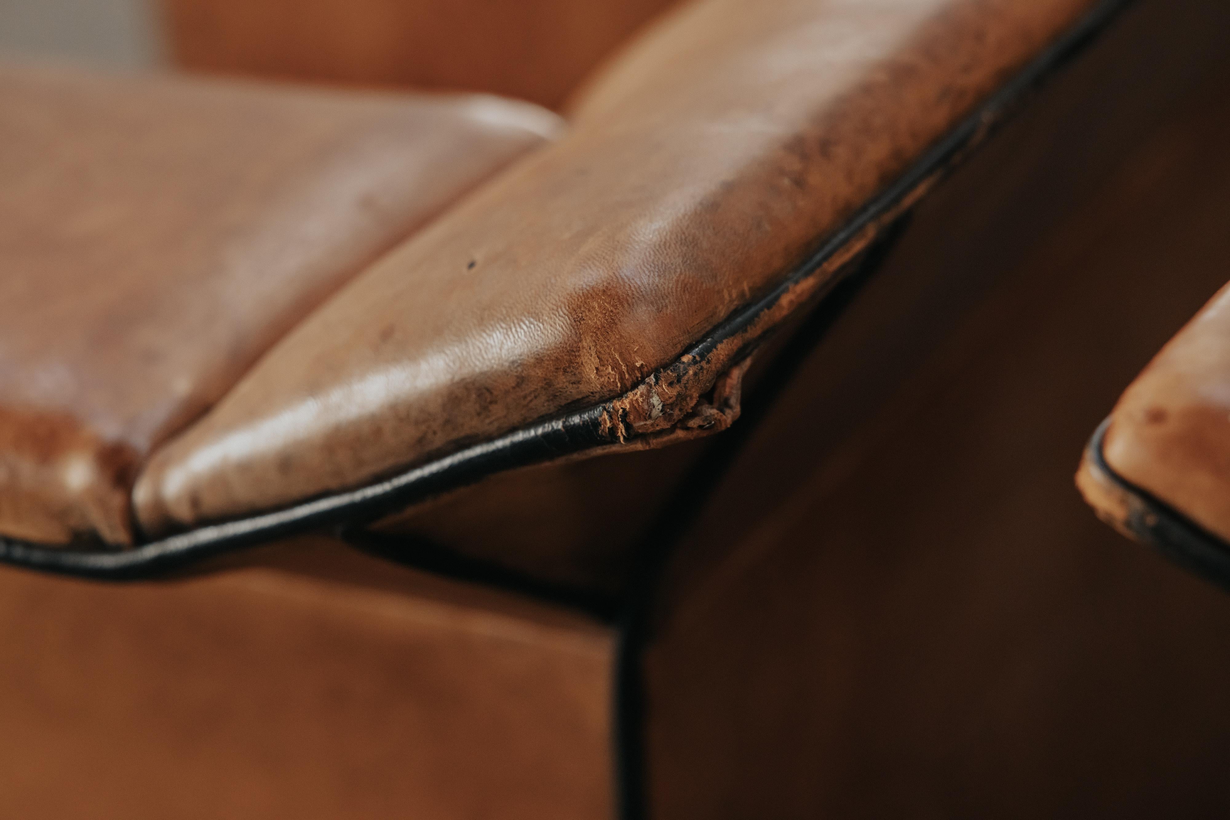 Paire de chaises longues en cuir des Pays-Bas, vers 1980 en vente 5