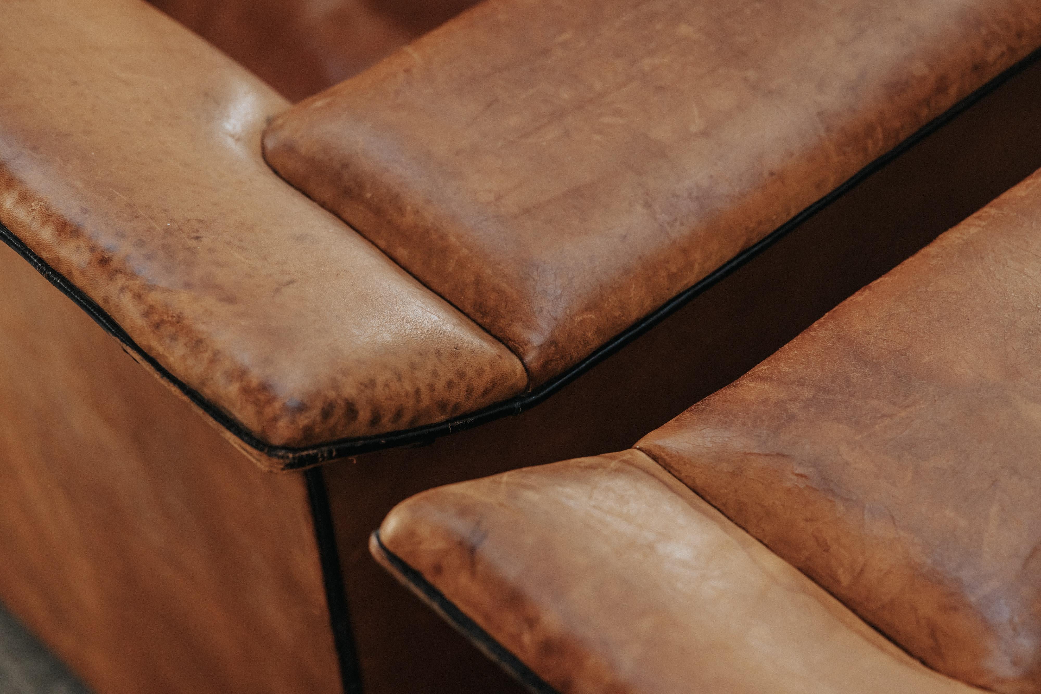 Paire de chaises longues en cuir des Pays-Bas, vers 1980 en vente 8
