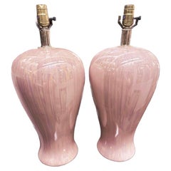 Vintage Pair of Light Pink Venetian Table Lamps