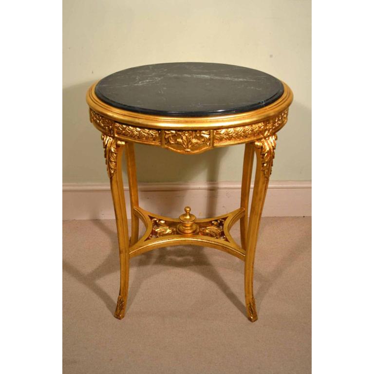 Vintage Pair of Louis Revival Giltwood Marble Top Occasional Tables, 20th C 4