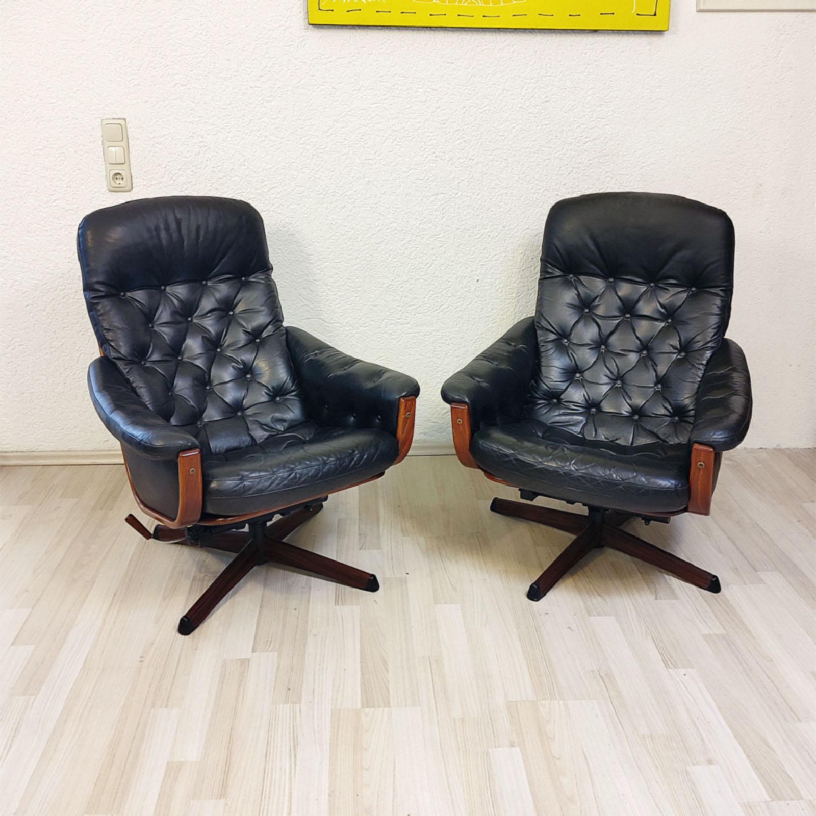 Vintage Pair of Lounge Swivel Chairs by Göte Möbel, Sweden 1970s 1