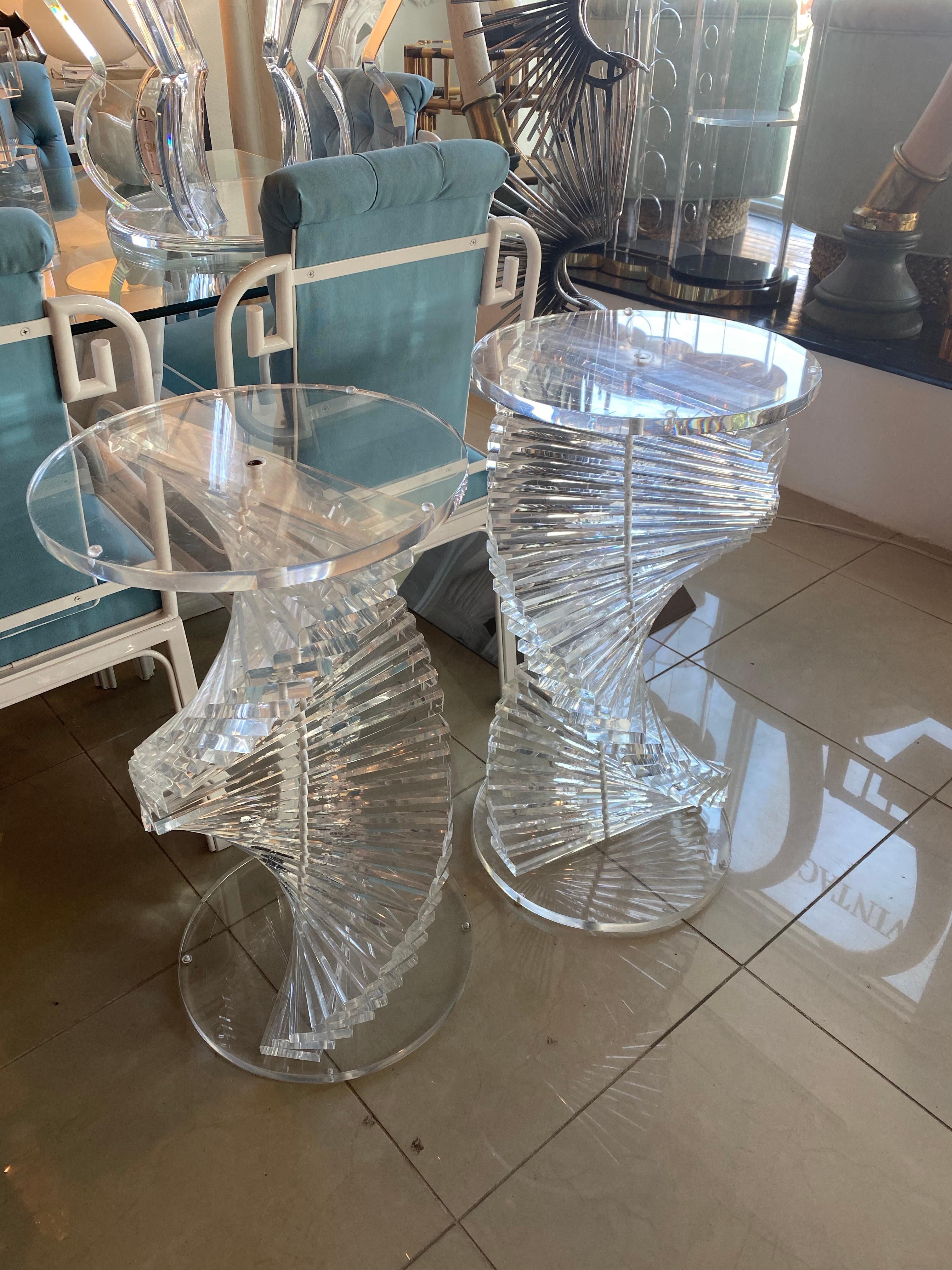 Vintage Pair of Lucite DNA Spiral Helix Dining Table or Desk Bases In Good Condition In West Palm Beach, FL