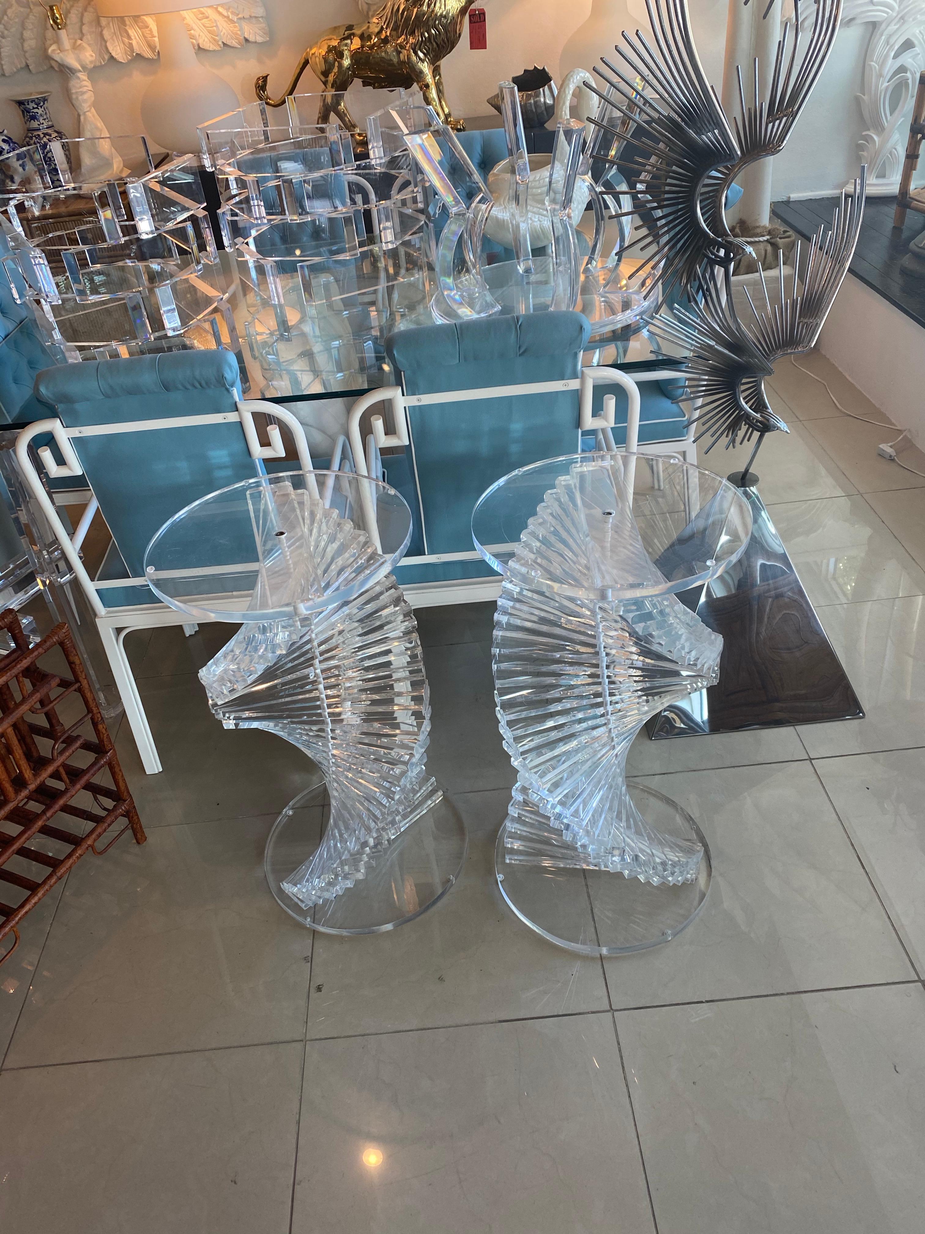 Vintage Pair of Lucite DNA Spiral Helix Dining Table or Desk Bases 3