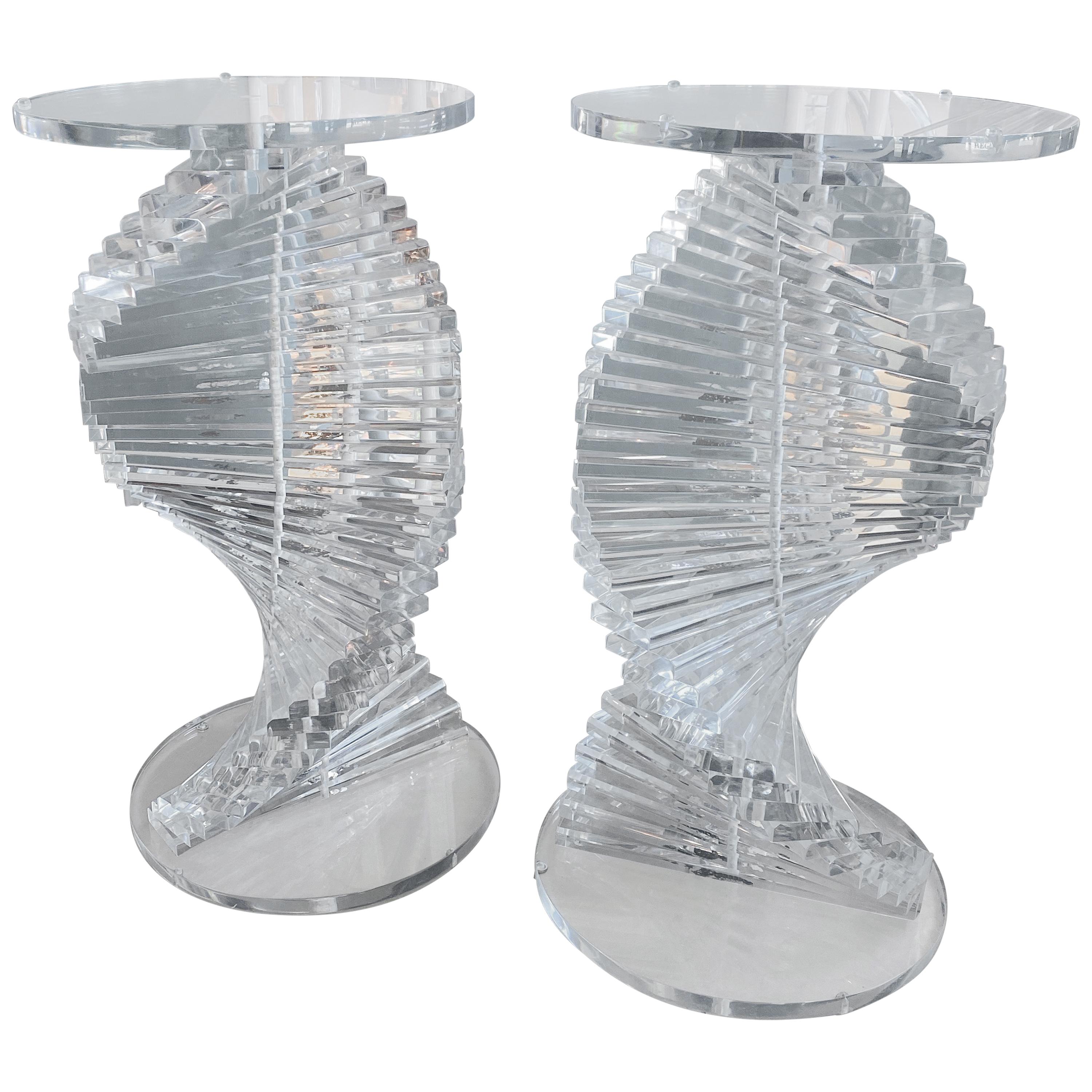 Vintage Pair of Lucite DNA Spiral Helix Dining Table or Desk Bases