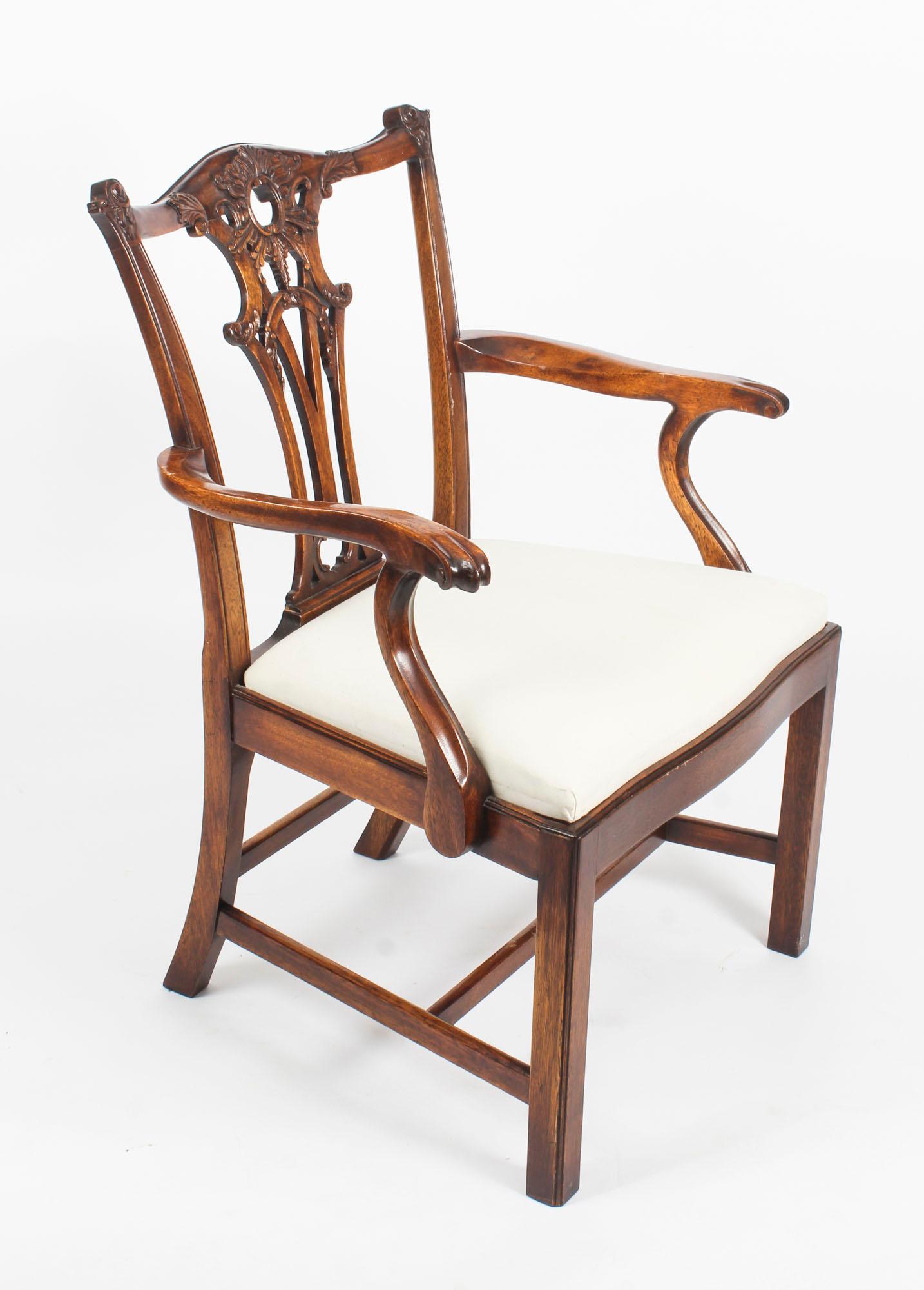 Vintage-Sessel aus Mahagoni im Chippendale-Stil, Mitte des 20. Jahrhunderts, Paar 7