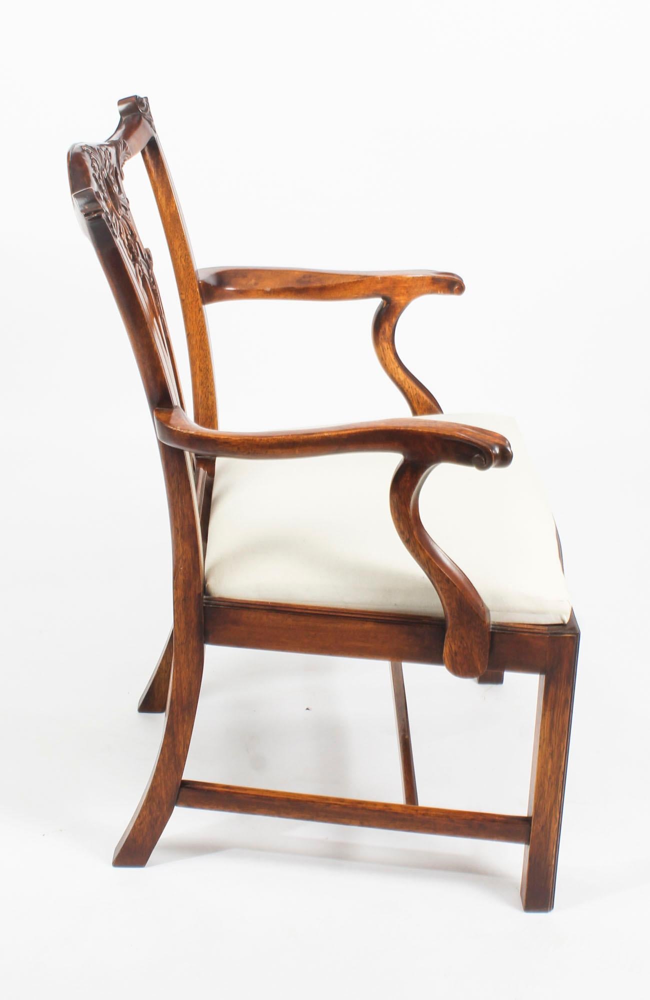 Vintage-Sessel aus Mahagoni im Chippendale-Stil, Mitte des 20. Jahrhunderts, Paar 8