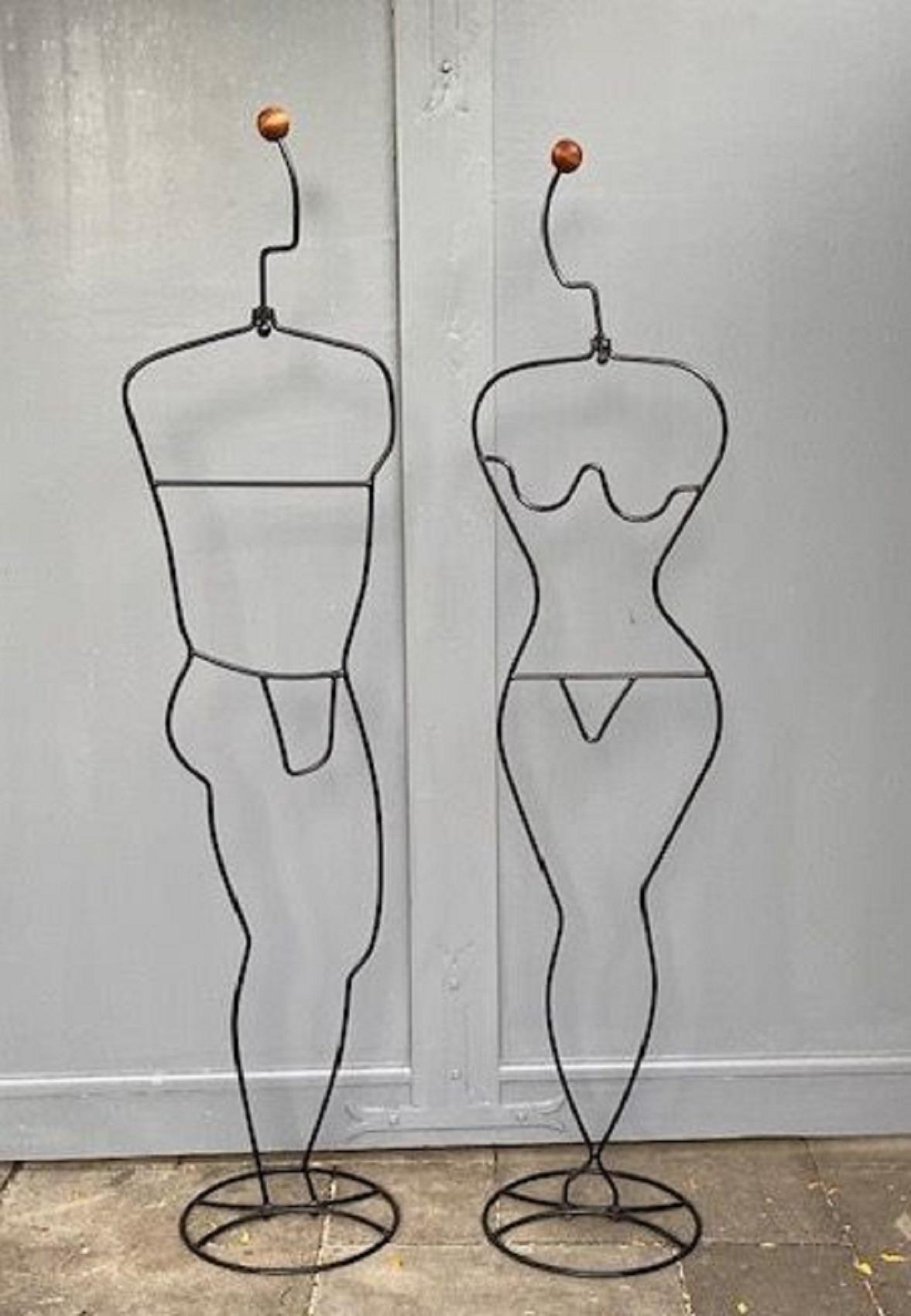 Late 20th Century Pair of Male & Female Metal Mannequins- Hat & Coat Stands by Laurids Lonborg 80s