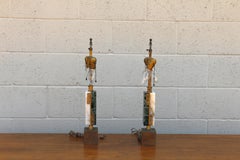 Vintage Paar Tischlampen aus Marmor und Messing