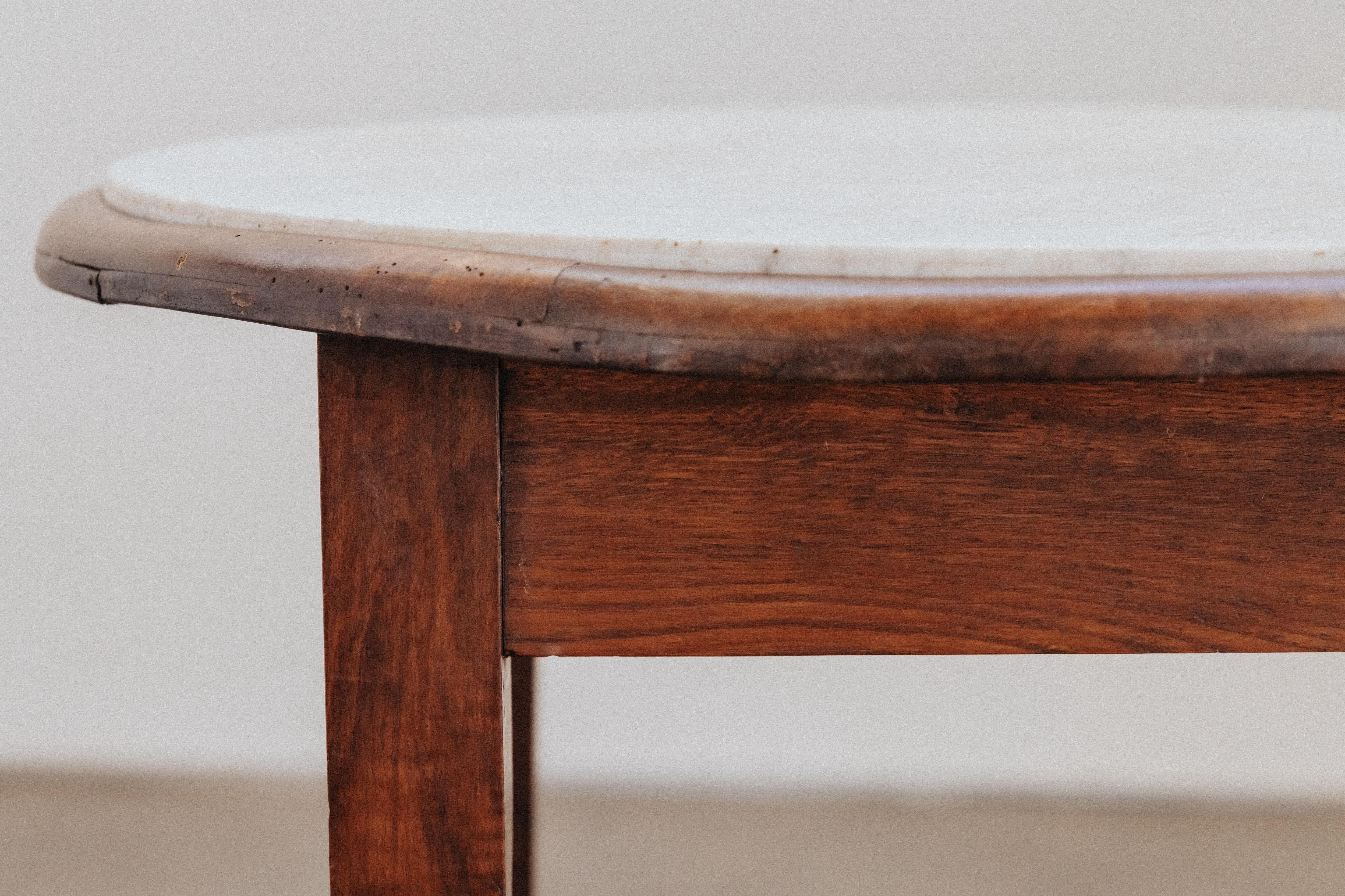 Vintage Pair Of Marble Bistro Tables From France, Circa 1960 In Good Condition For Sale In Nashville, TN