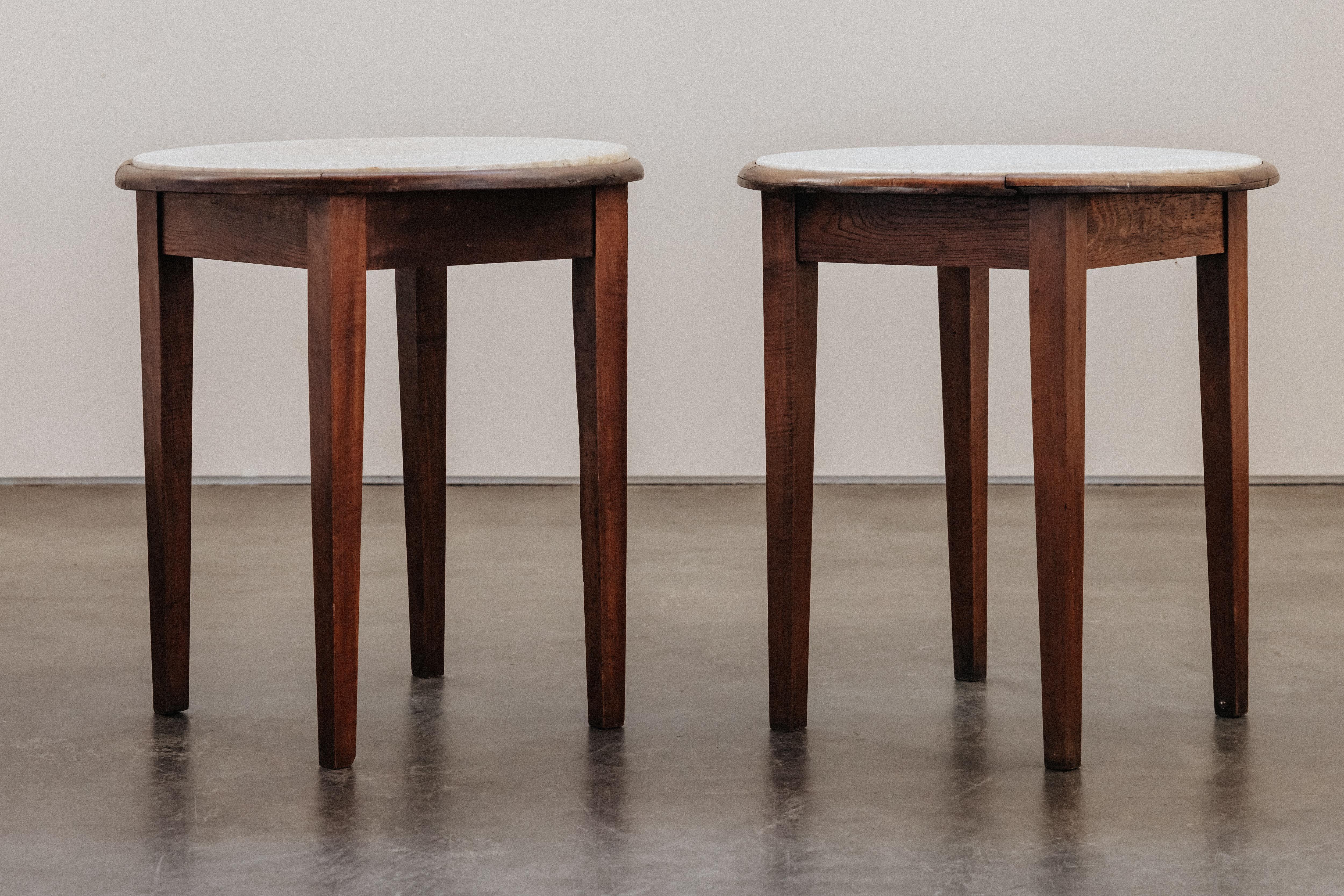 Vintage Pair Of Marble Bistro Tables From France, Circa 1960 For Sale 1