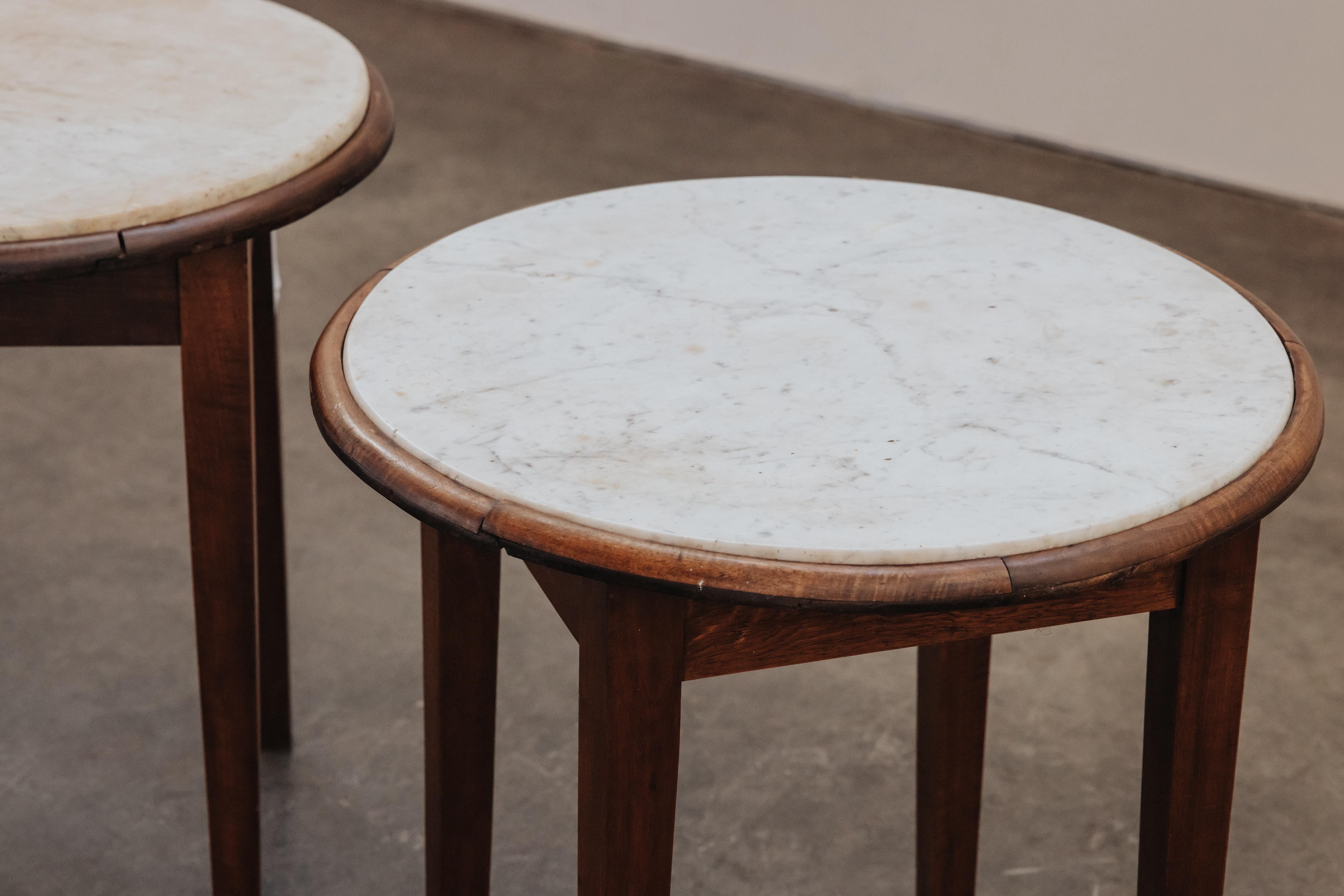 Vintage Pair Of Marble Bistro Tables From France, Circa 1960 For Sale 2