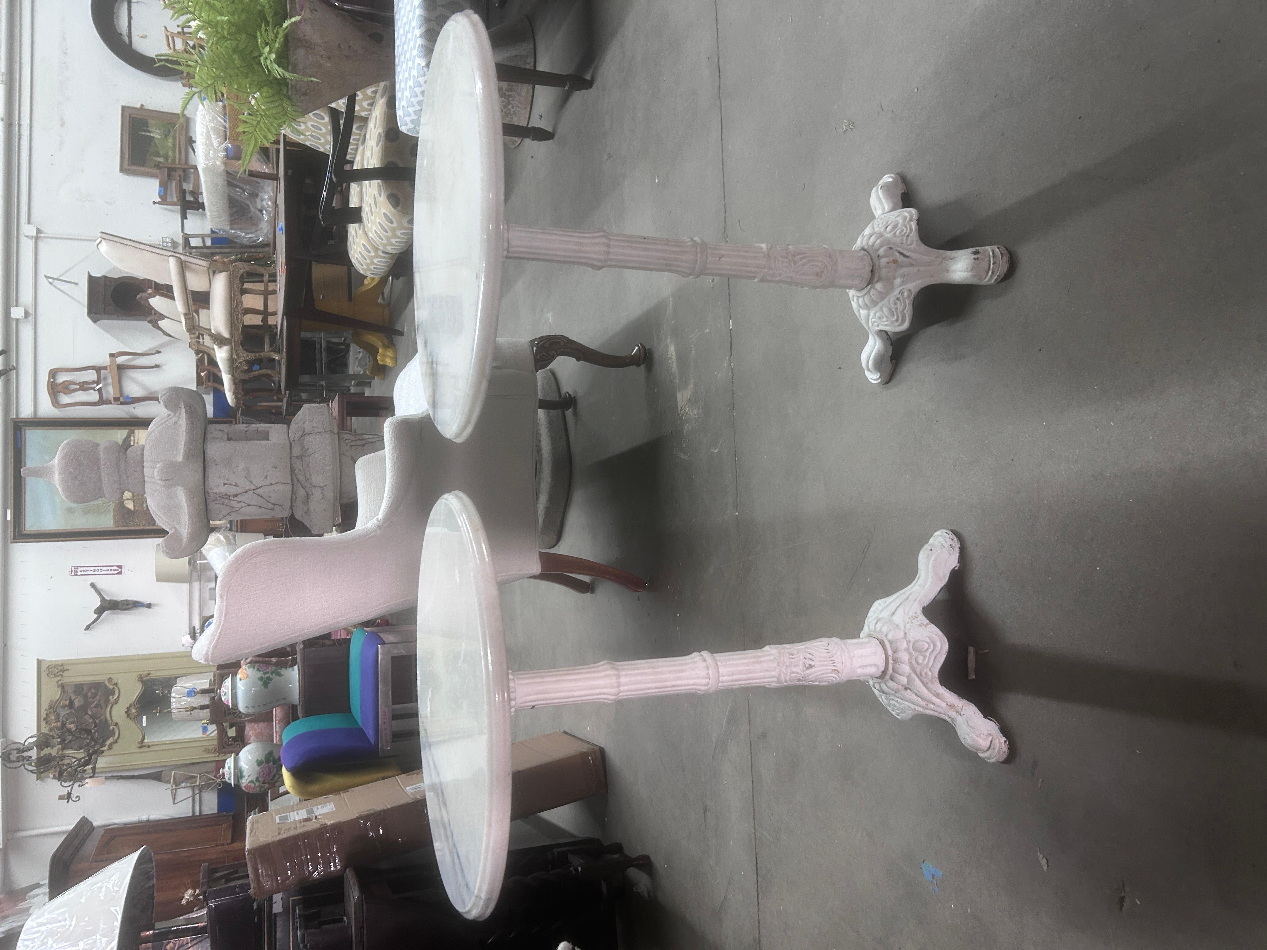 Vintage Pair of Marble & Cast Iron Pedestal End Tables For Sale 10