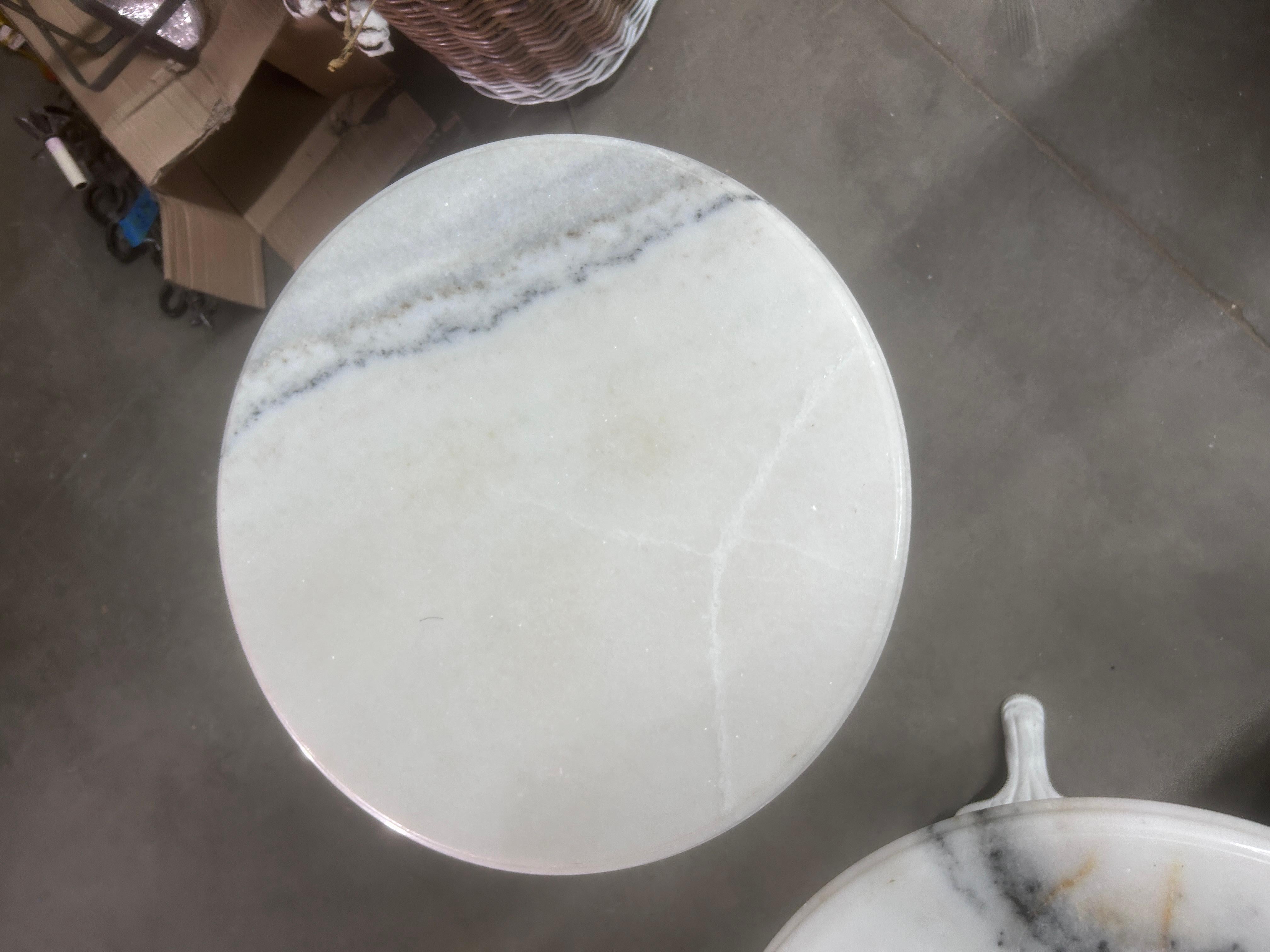 Vintage Pair of Marble & Cast Iron Pedestal End Tables For Sale 11