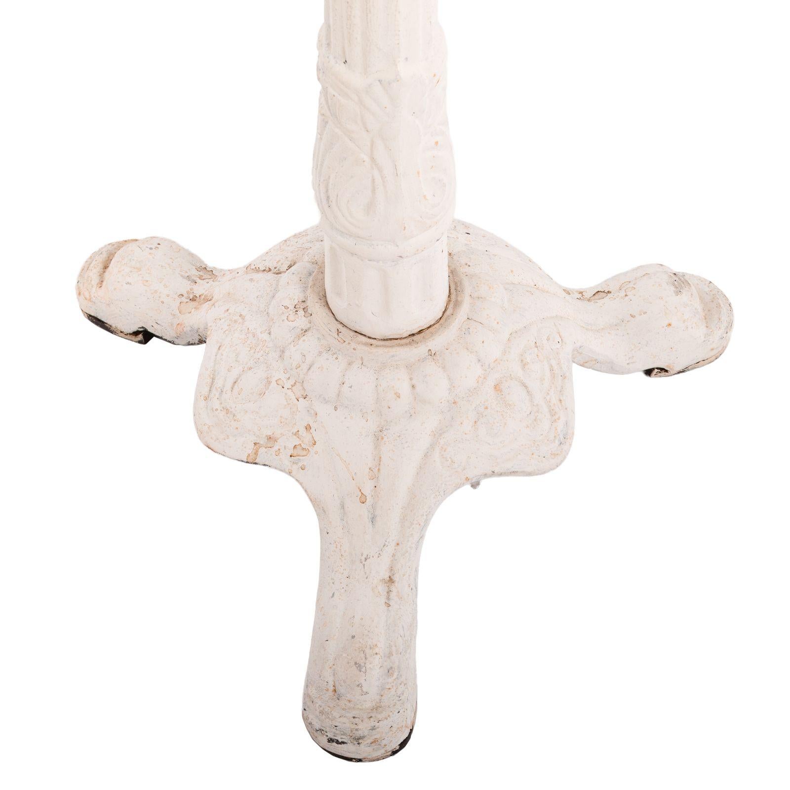 American Vintage Pair of Marble & Cast Iron Pedestal End Tables For Sale
