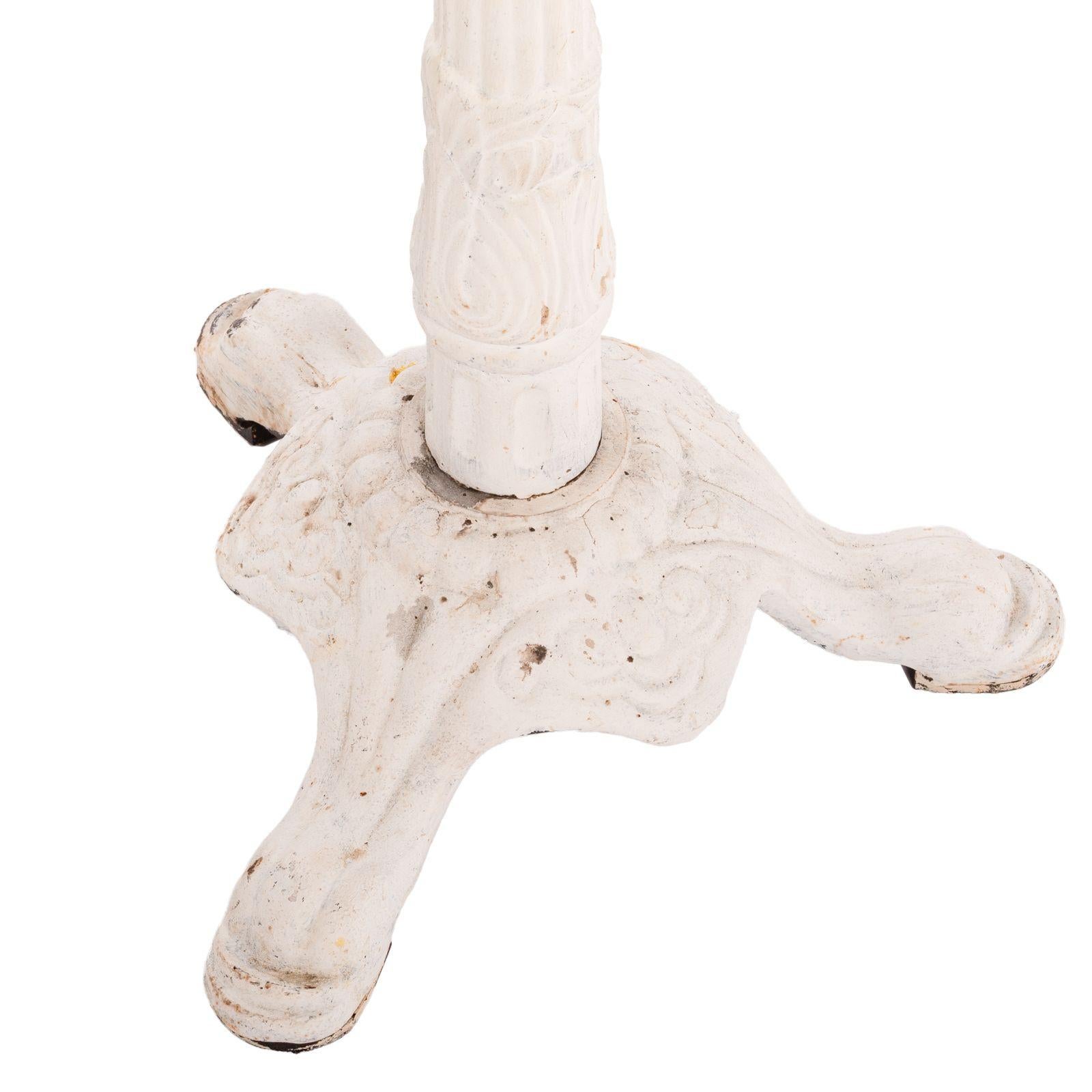 Hand-Crafted Vintage Pair of Marble & Cast Iron Pedestal End Tables For Sale