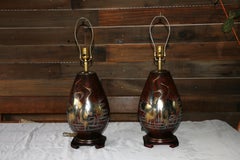 Vintage Pair of Marbro Mixed Metal Table Lamps Bronze, 1950s