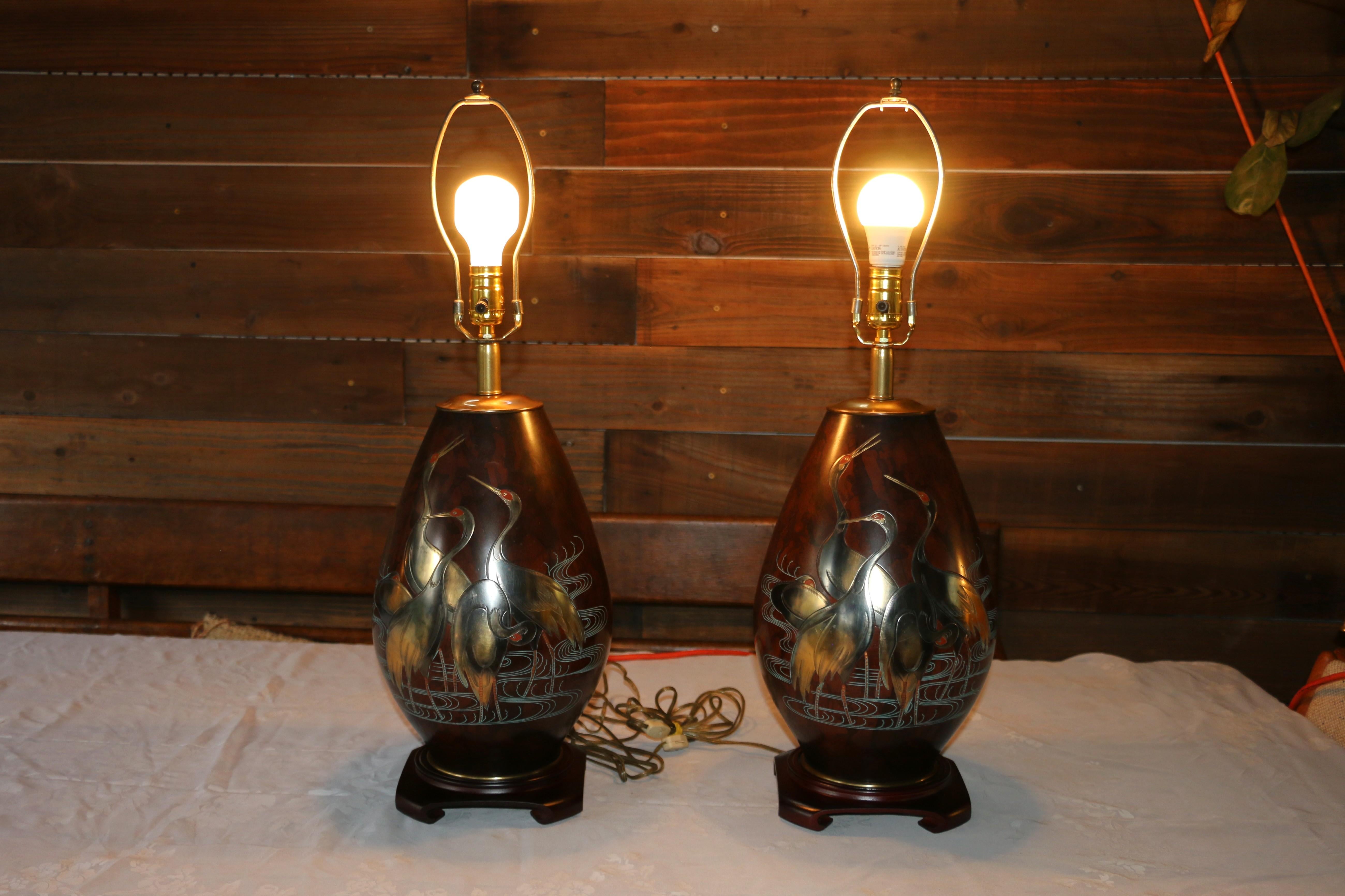 Paire de lampes de table en métal mélangé Marbro Bronze, Vintage 1950s en vente 13