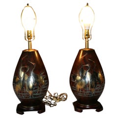 Vintage Pair of Marbro Mixed Metal Table Lamps Bronze, 1950s