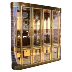 Vintage Pair of Mastercraft Brass and Glass Display/Vitrine Cabinets, Circa 1960