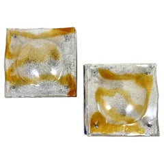 Vintage Paar Mazzega Murano Glas Abstrakte Wandleuchter, Italien, 1960