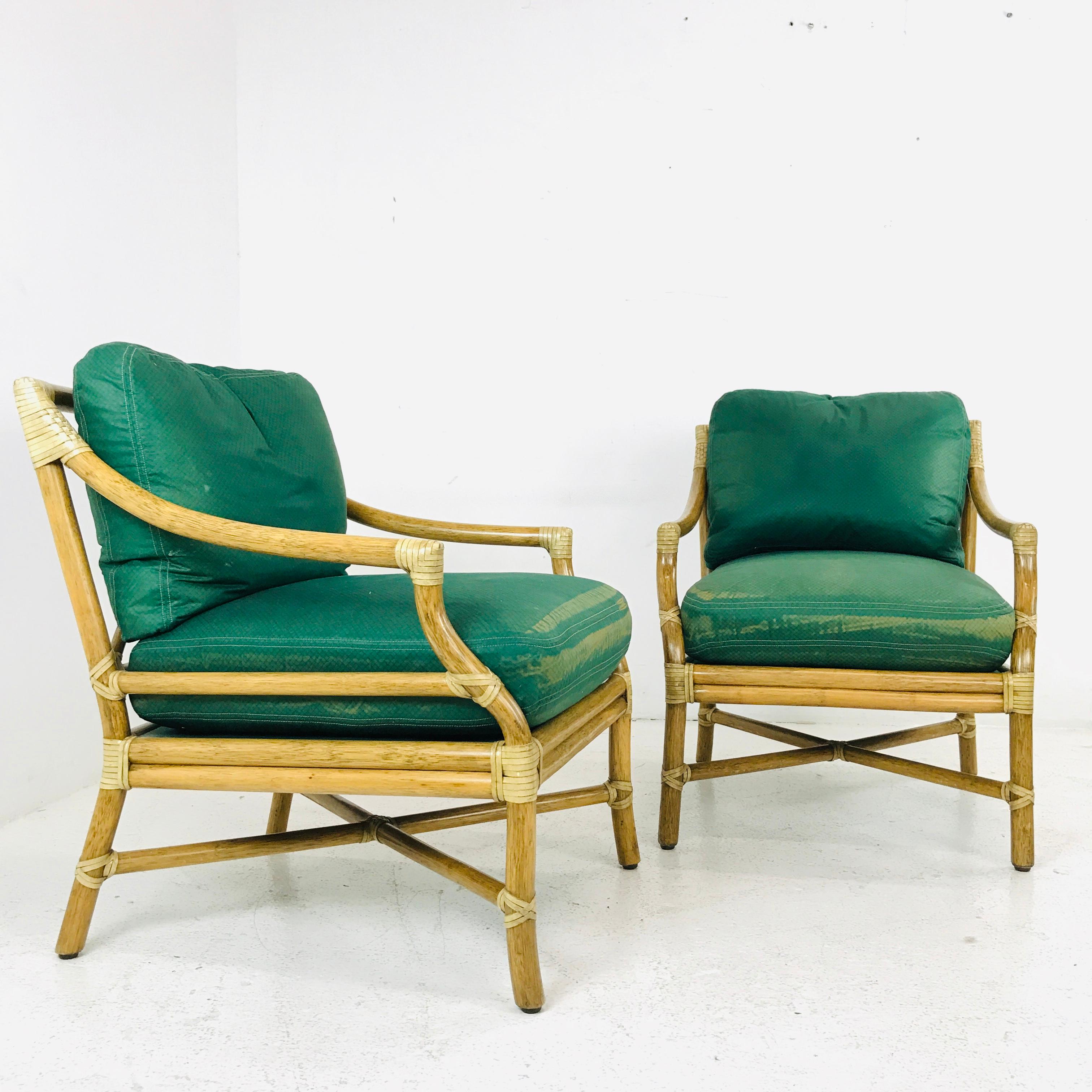 Woven Vintage Pair of McGuire Chairs