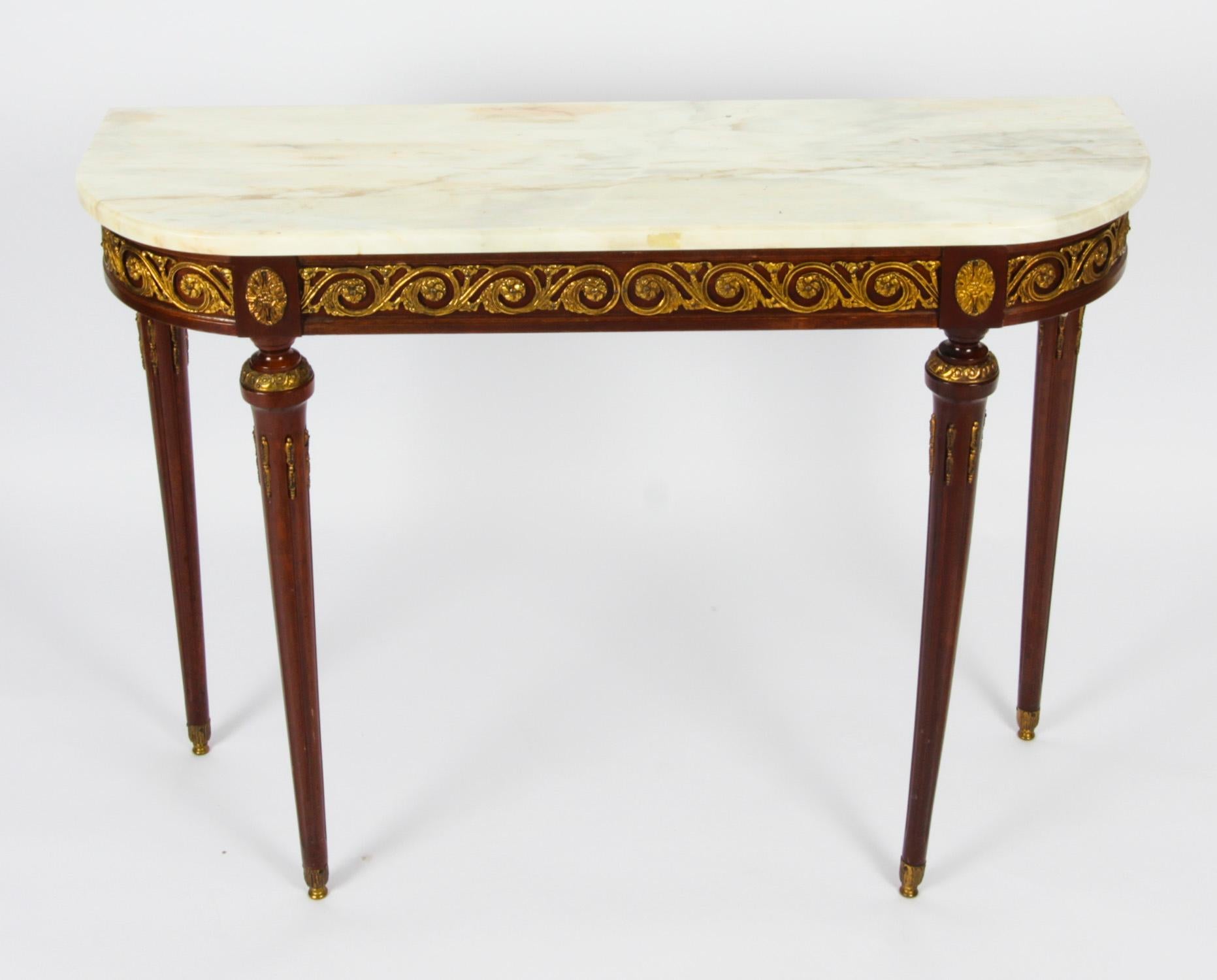 Vintage Pair of Meuble Francais Ormolu Mounted Console Tables, Mid 20th Century In Good Condition In London, GB