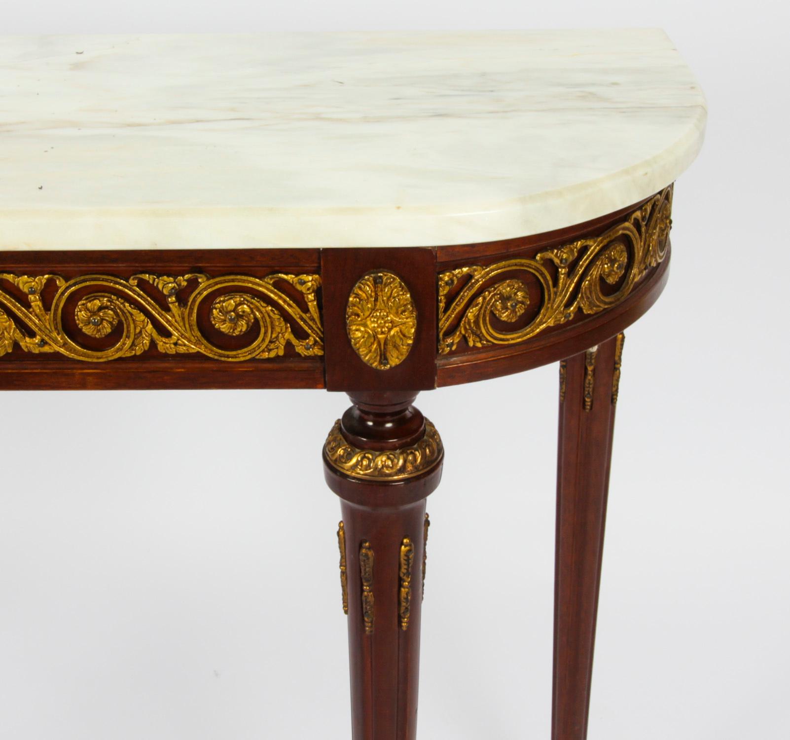 Mid-20th Century Vintage Pair of Meuble Francais Ormolu Mounted Console Tables, Mid 20th Century