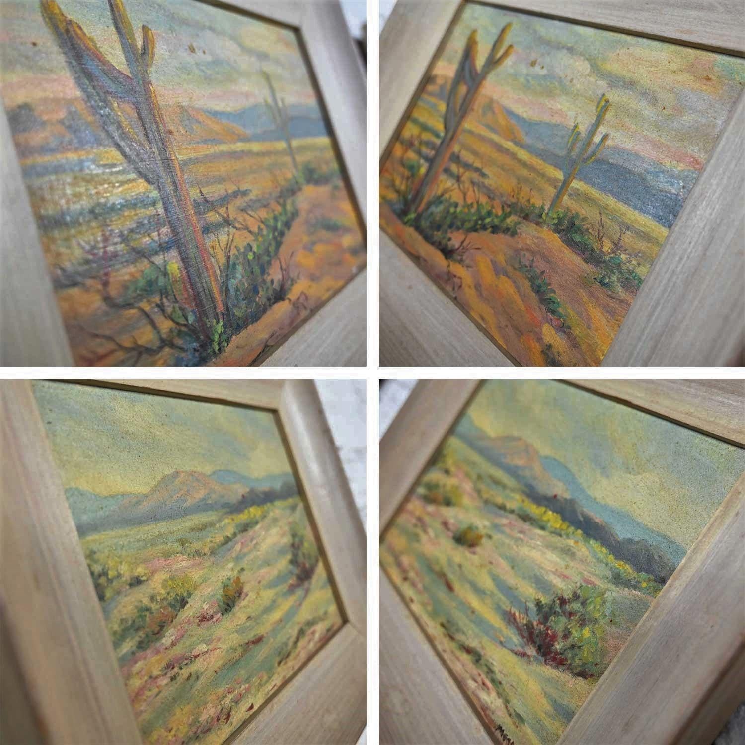 Vintage Pair of Mid-Century California Desert Oil Paintings by H. Meade  10