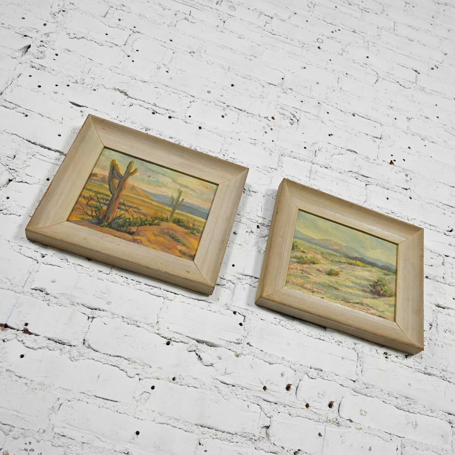 Arts and Crafts Vintage Pair of Mid-Century California Desert Oil Paintings by H. Meade 
